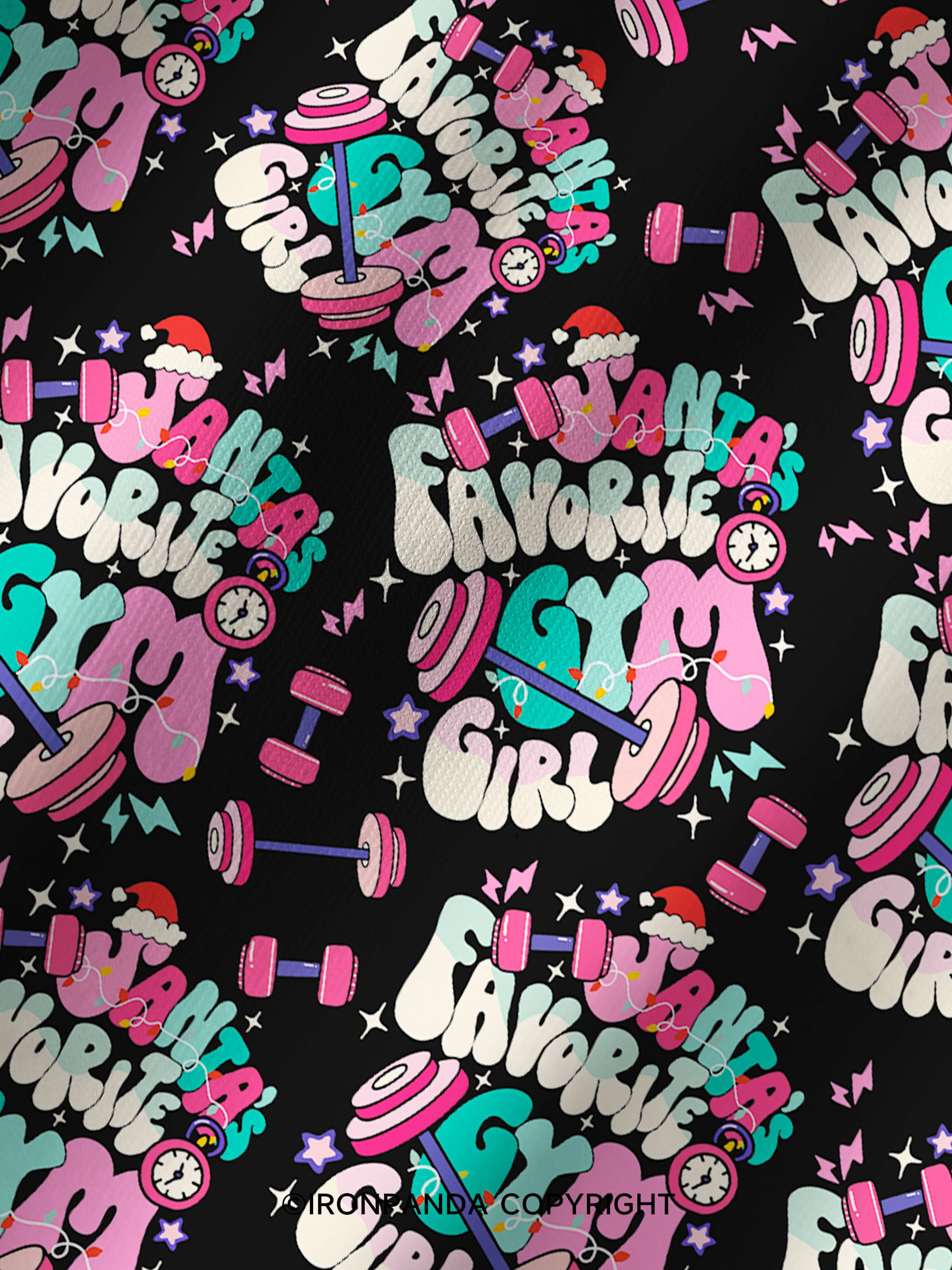 Santa Favorite Gym Girl Printed Yoga Shorts