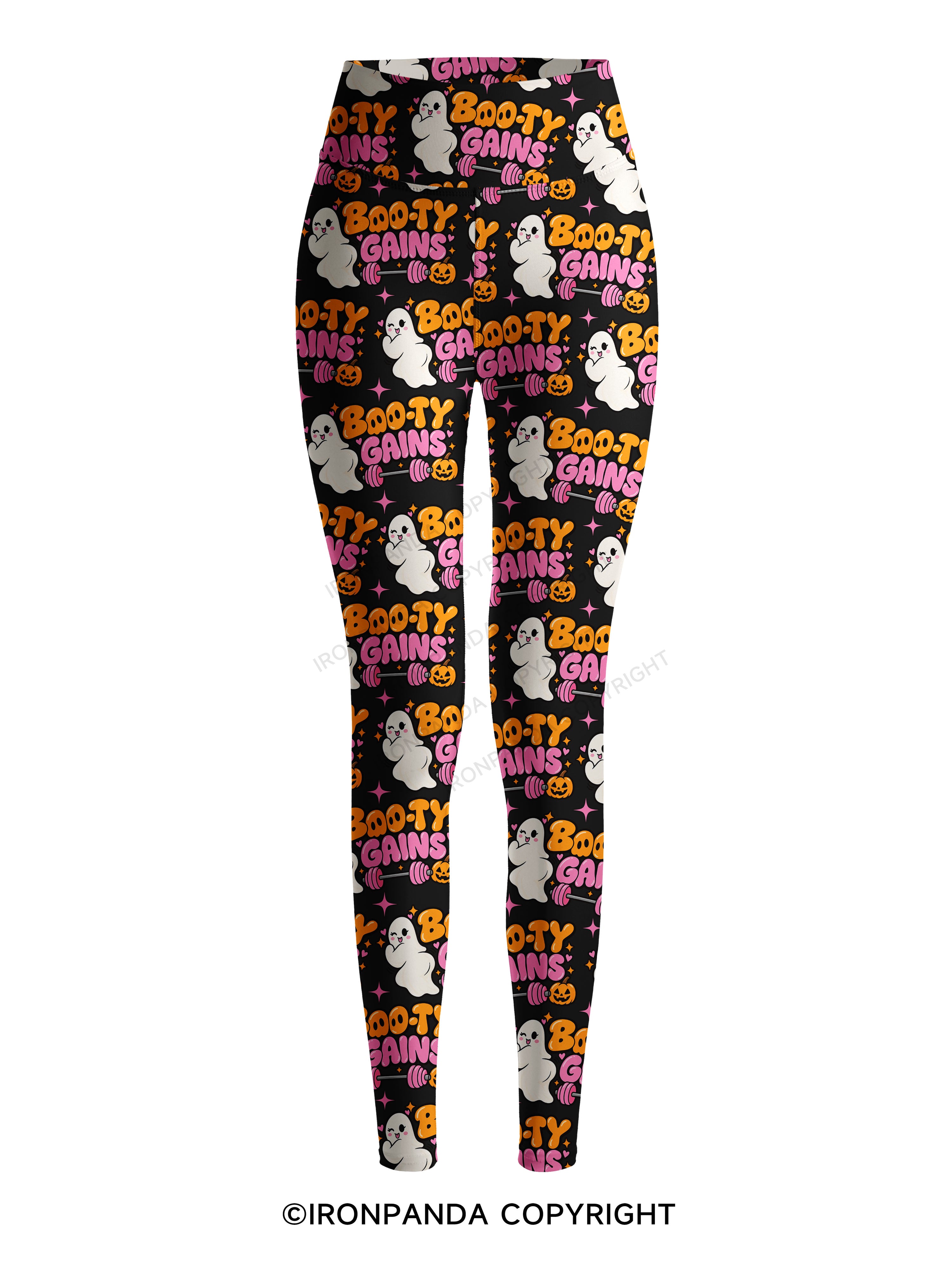 BOO-TY GAINS CUTE GHOST Printed Yoga Pants