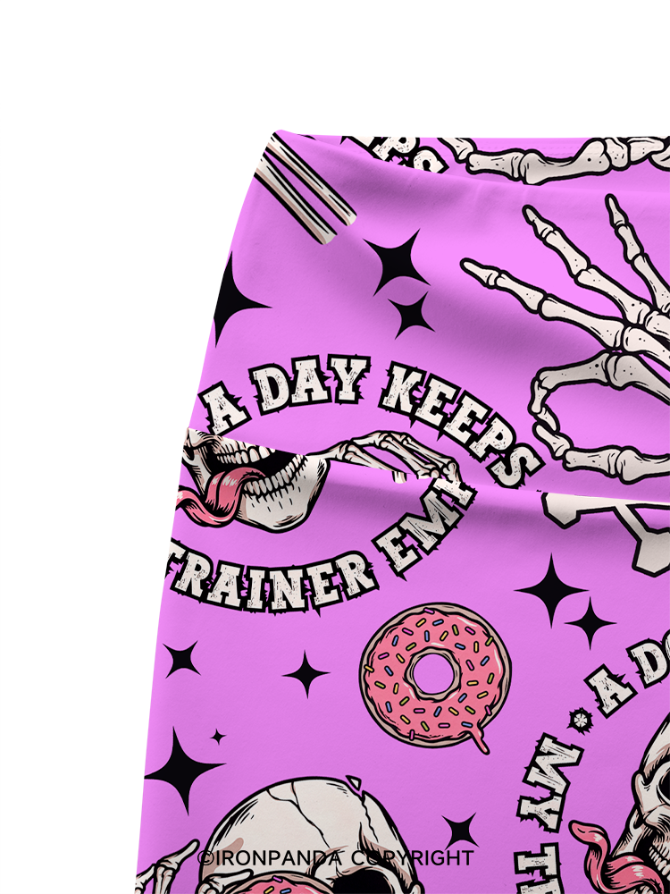 A Donut A Day Keeps My Trainer Employed Printed Yoga Cycling Shorts