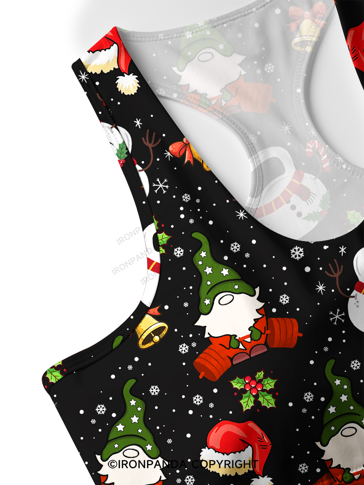 CHRISTMAS KETTLEBELL GNOMES Racerback Sports Bra