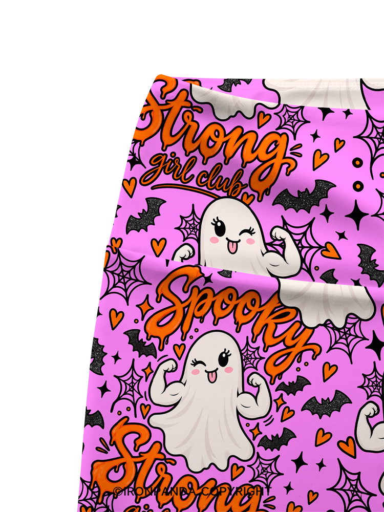 spooky strong girl club Printed Yoga Cycling Shorts