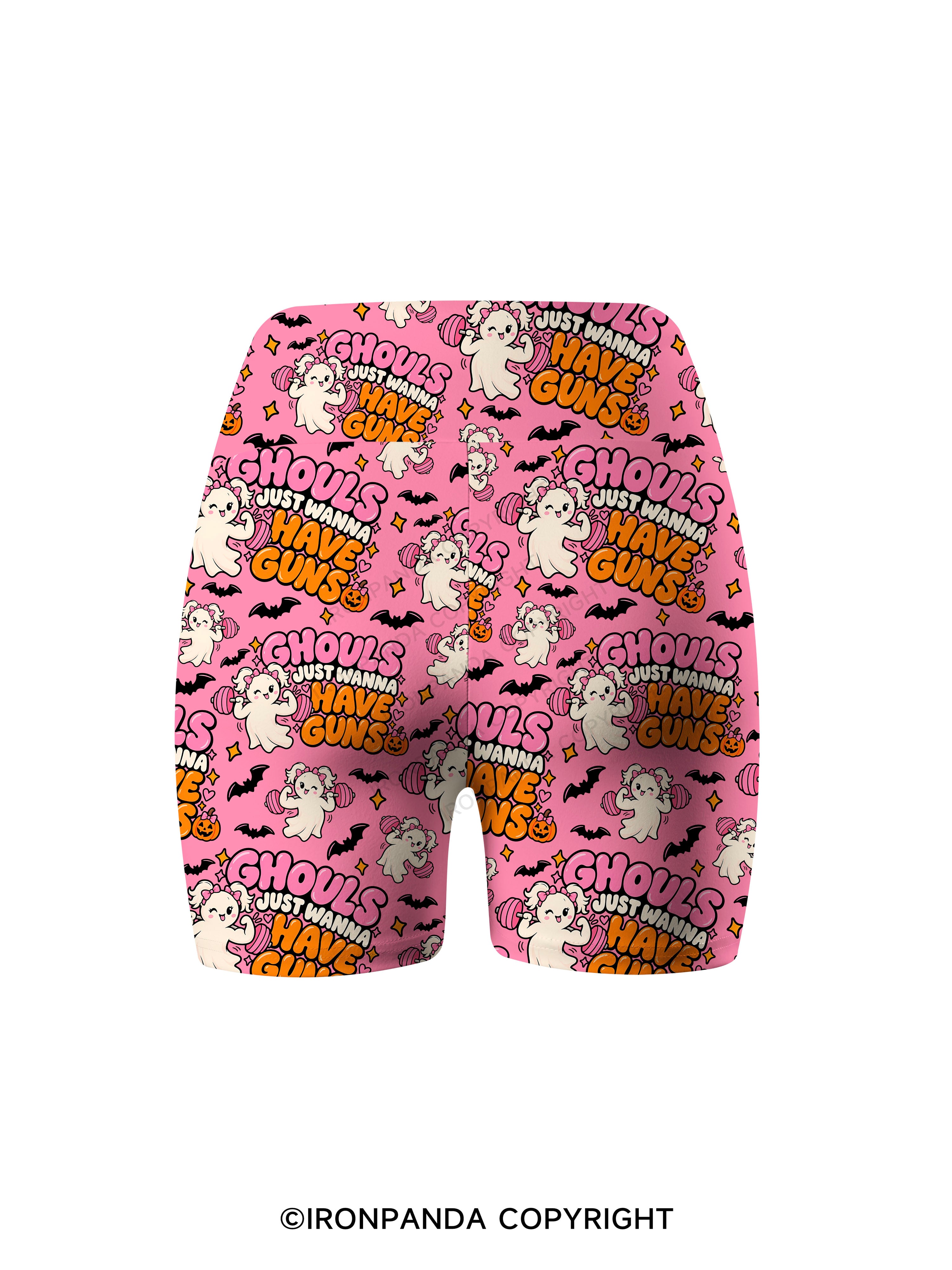 GHOULS JUST WANNA HAVE GUNS Printed Yoga Cycling Shorts
