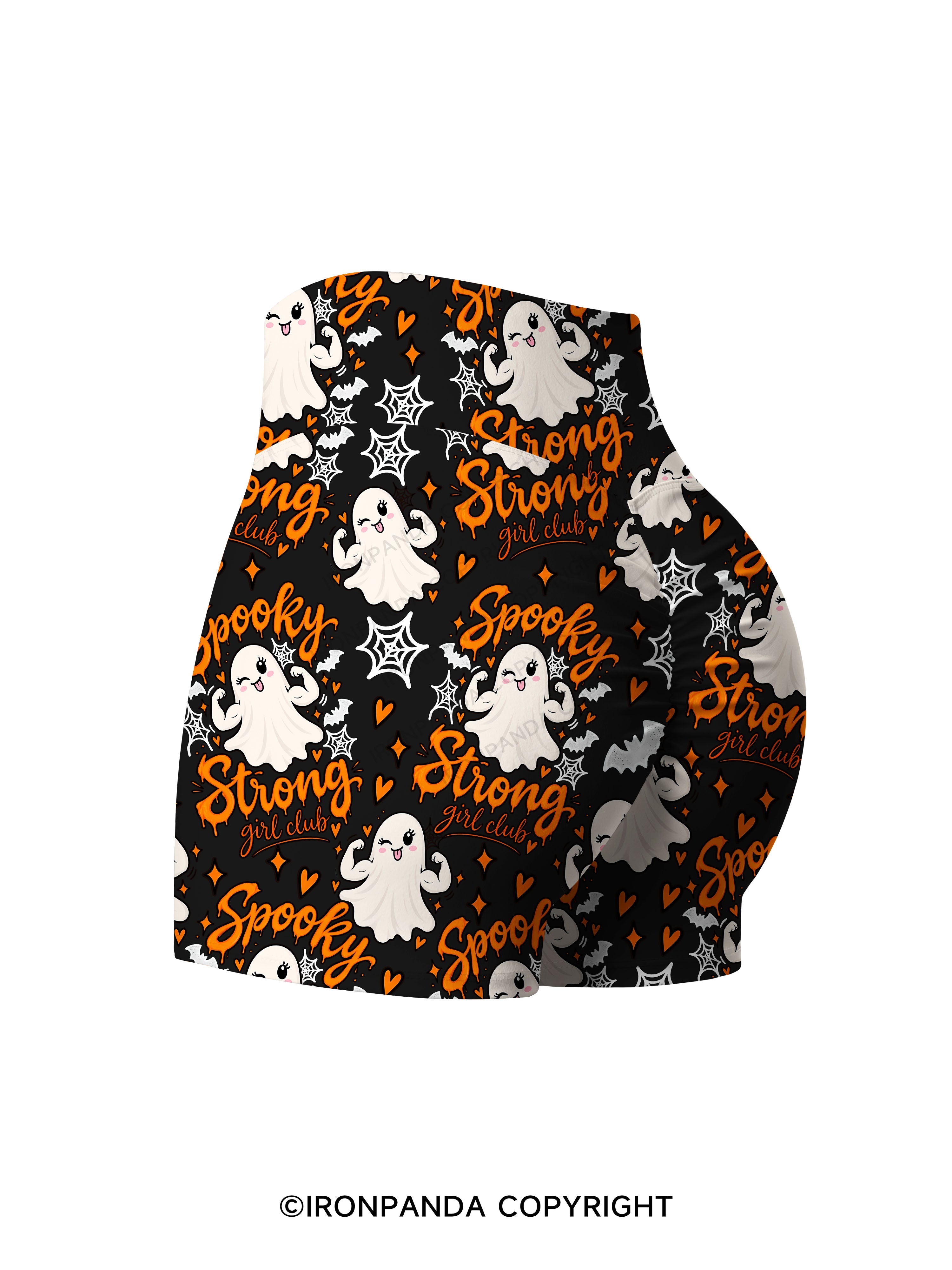 SPOOKY STRONG GIRL CLUB Printed Yoga Shorts
