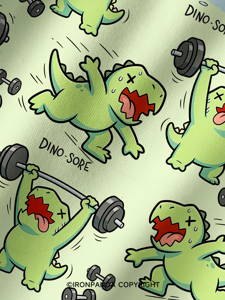 ANGRY LITTLE DINO STRENGTH CAMP Printed Yoga Shorts
