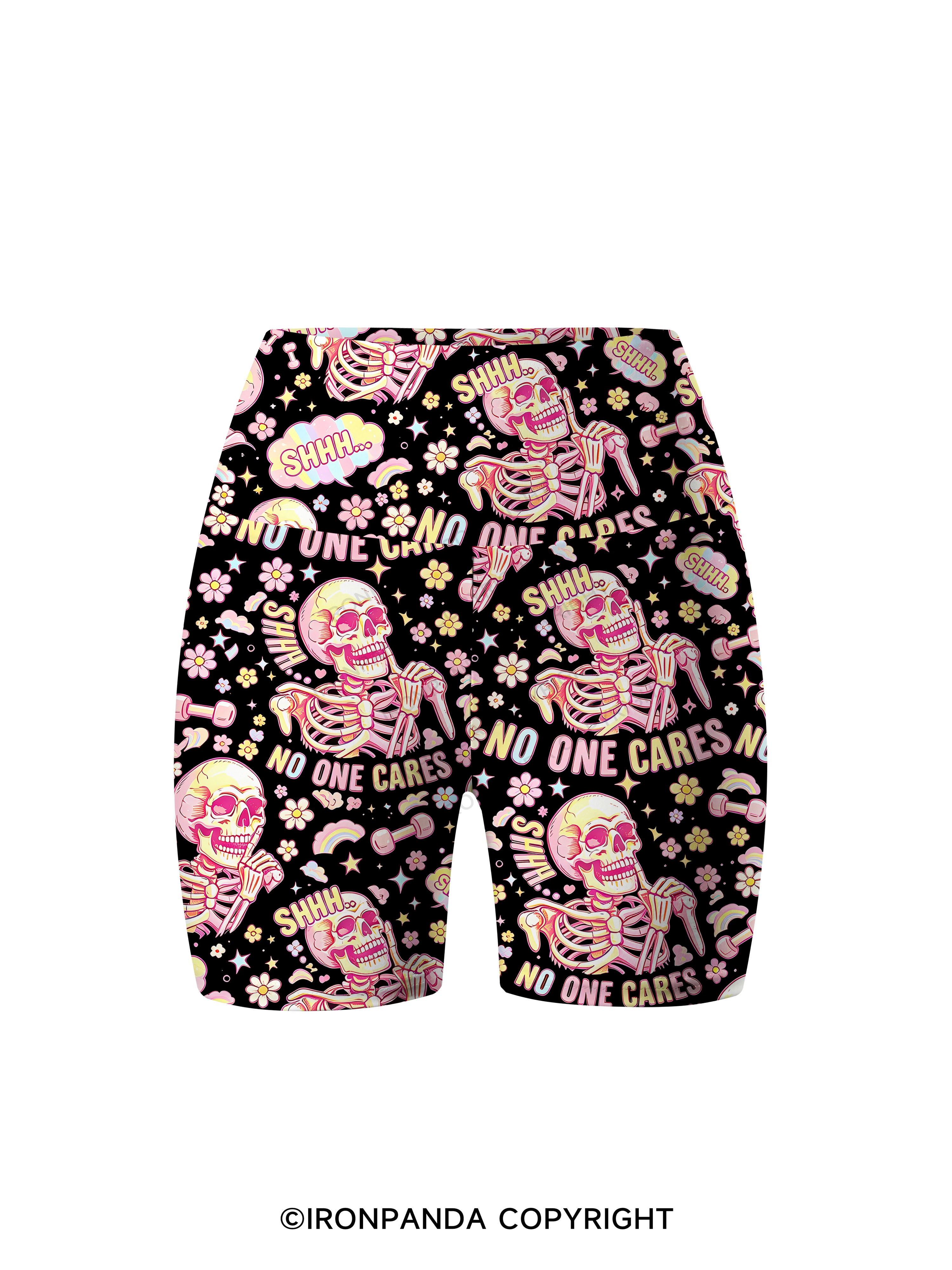 shhh no one cares Printed Yoga Cycling Shorts