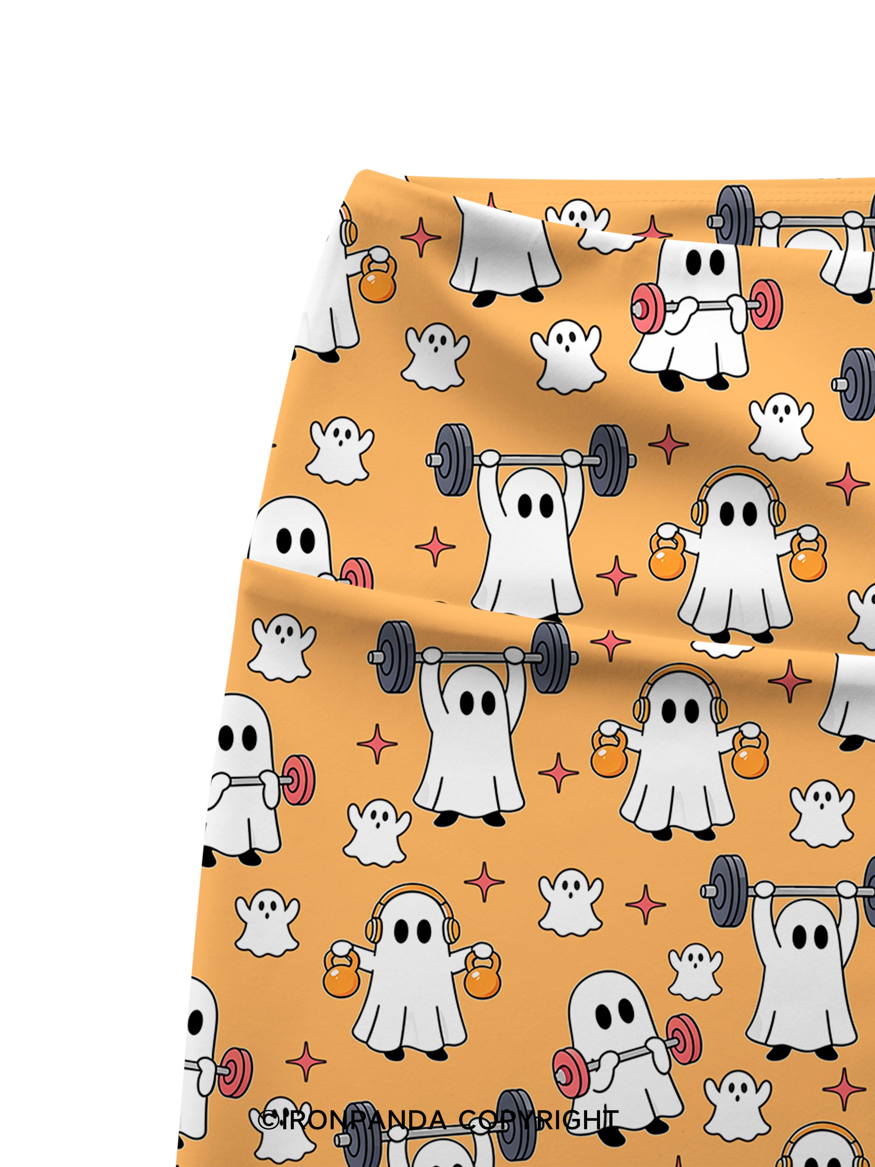 GHOST HALLOWEEN WORKOUT FITNESS Printed Yoga Cycling Shorts