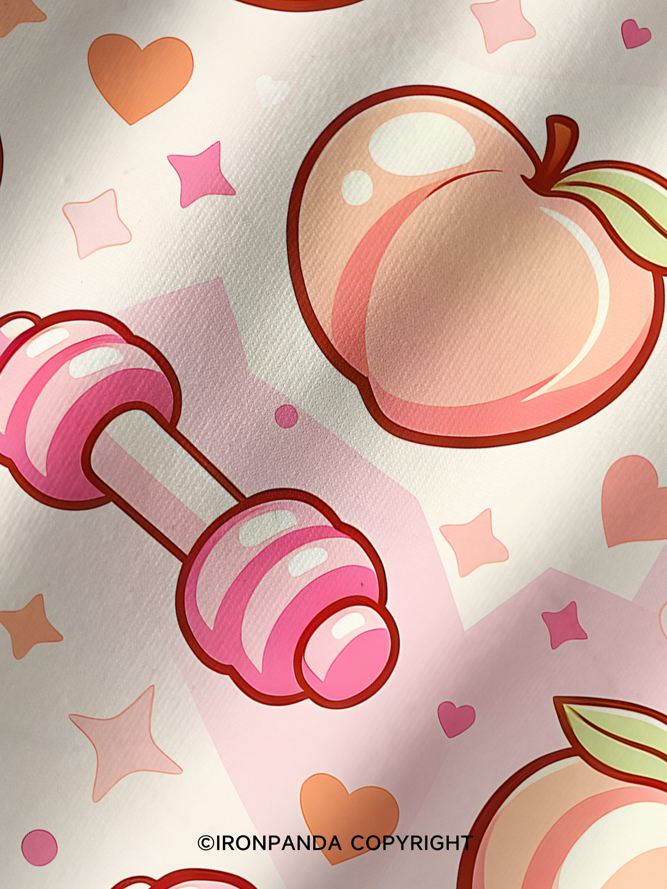 Peach Dumbbell Printed Yoga Shorts