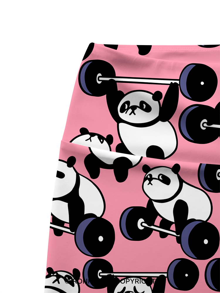 PANDAS IN WEIGHT TRAINING Printed Yoga Cycling Shorts