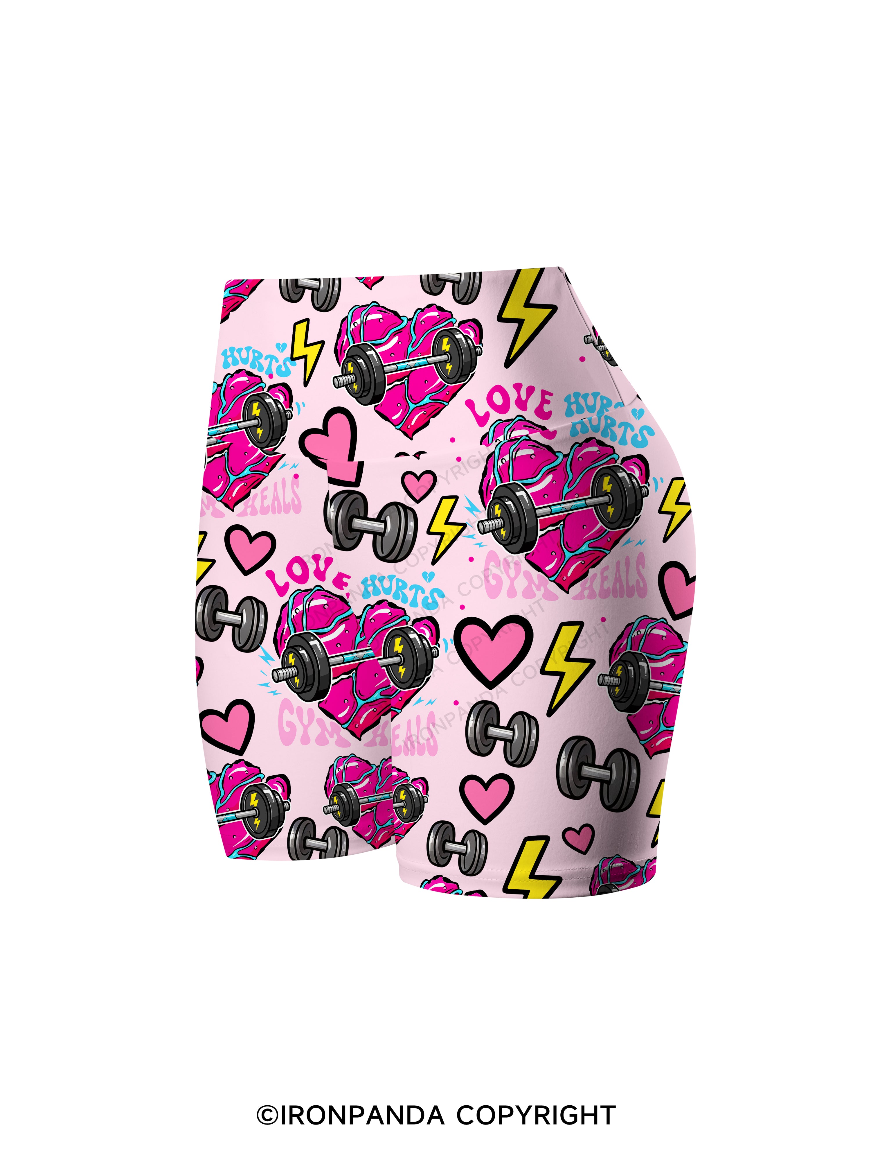 Love hurts, gym heals Printed Yoga Cycling Shorts