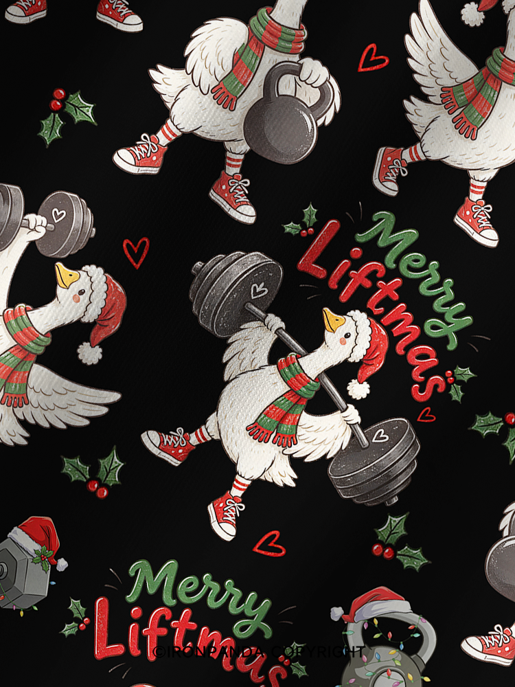 Weightlifting Christmas Goose Printed Yoga Shorts