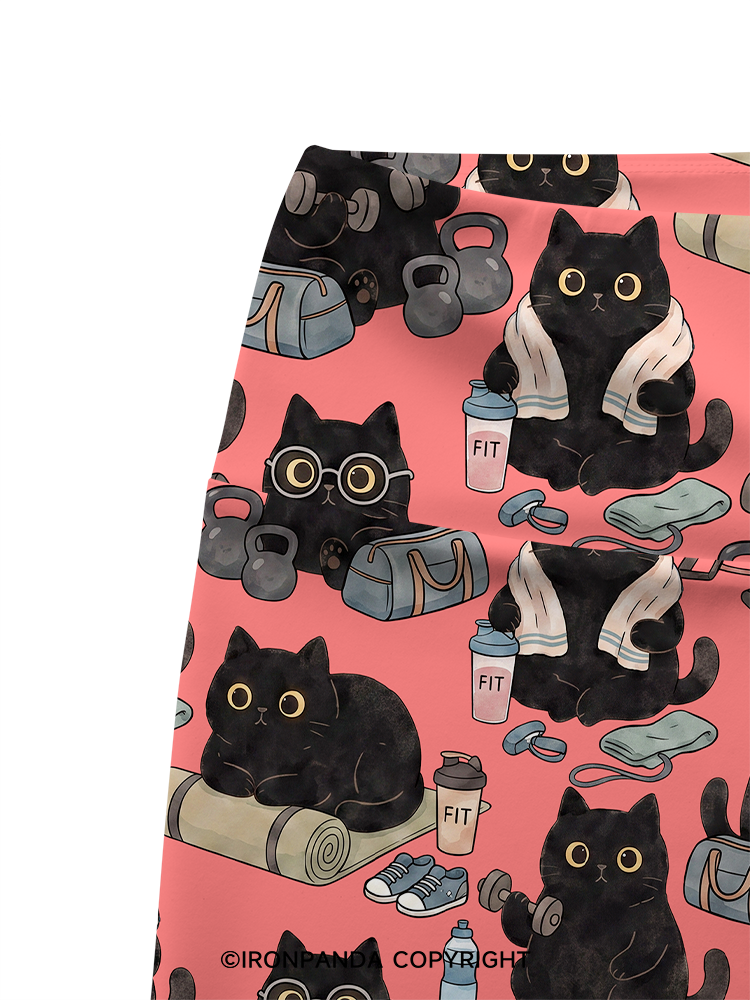 Black Cat Fitness Printed Yoga Cycling Shorts