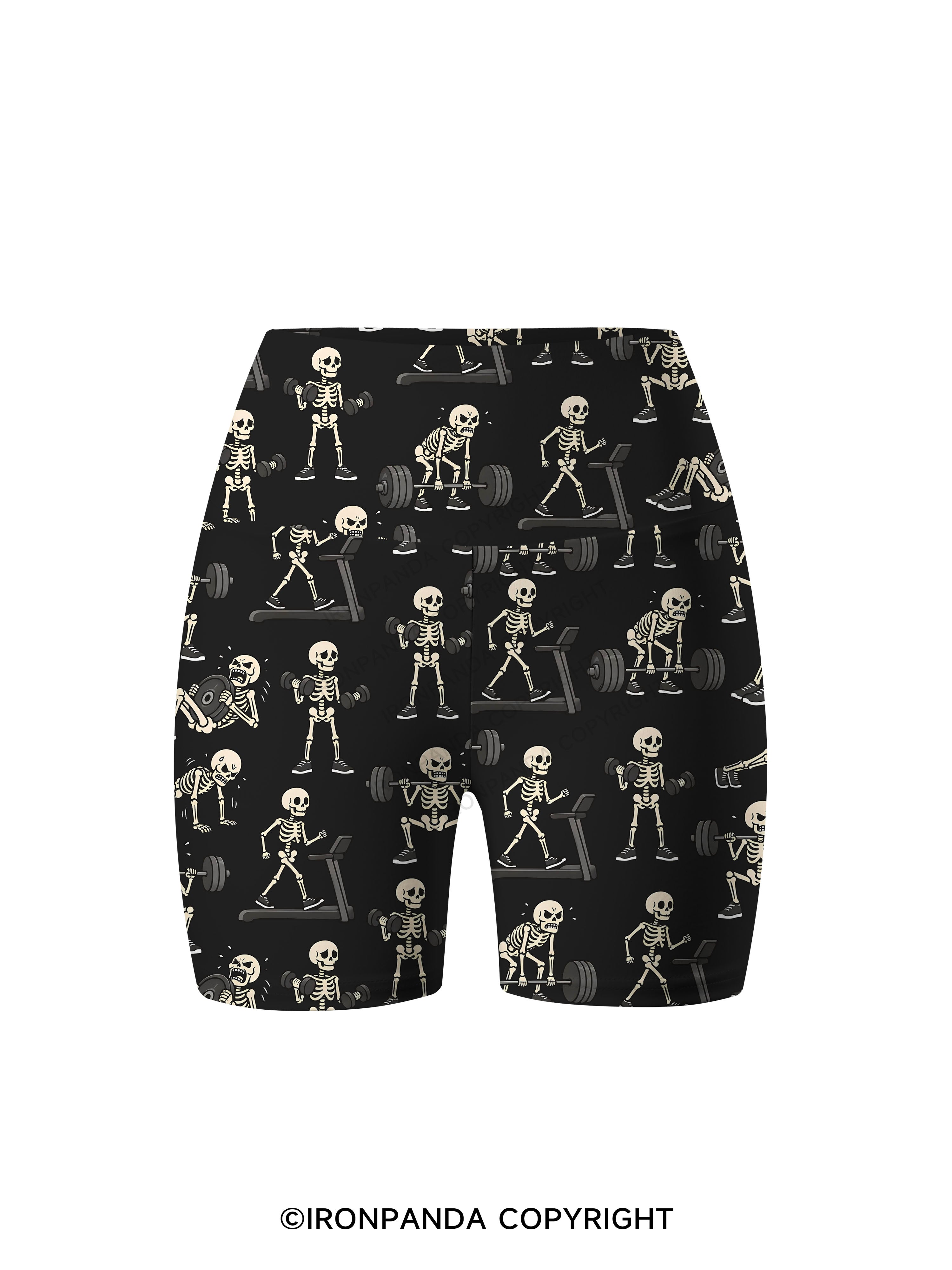 Pain Scale Skeleton Printed Yoga Cycling Shorts