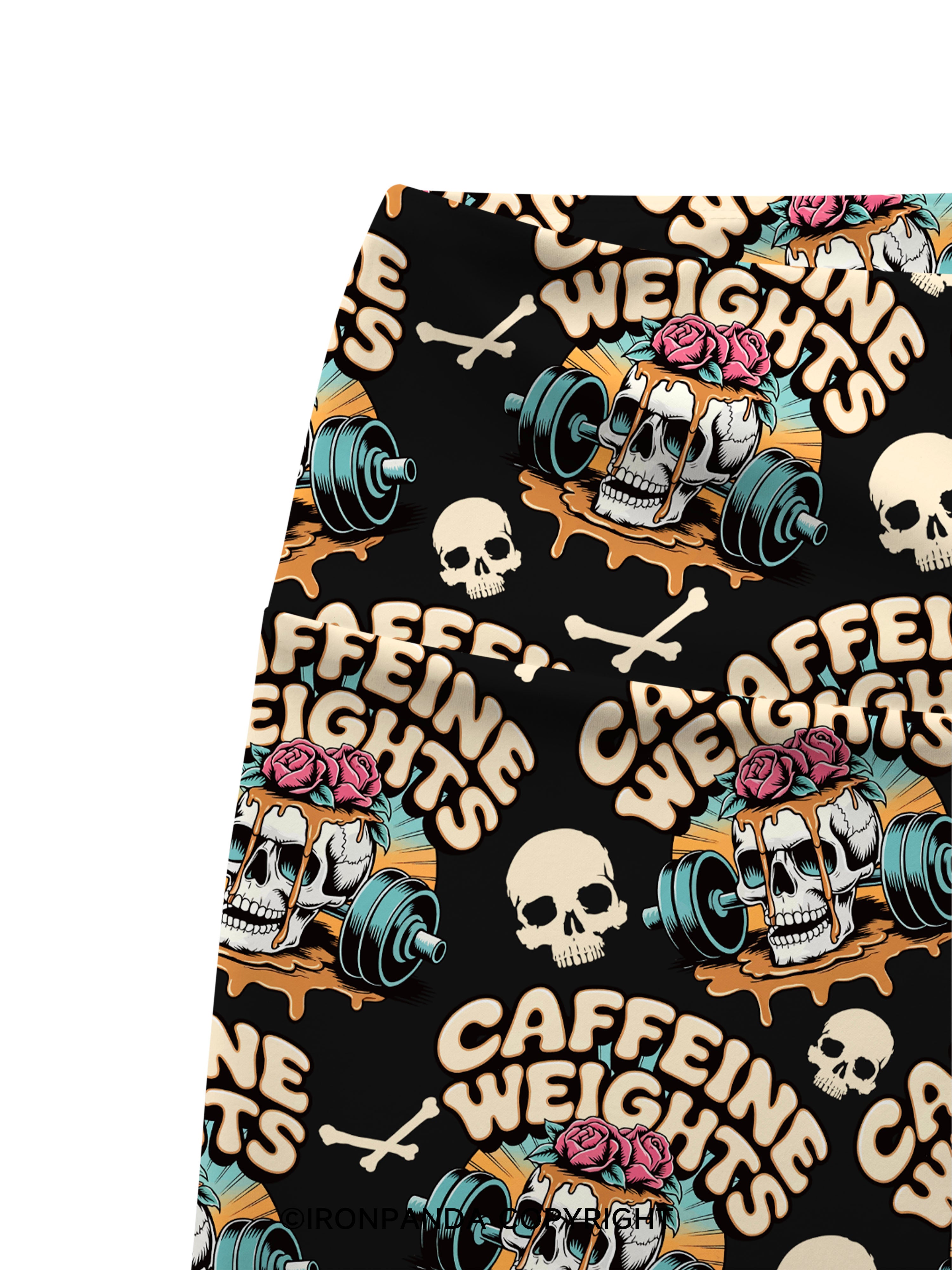 Caffeine weights skeleton Printed Yoga Cycling Shorts