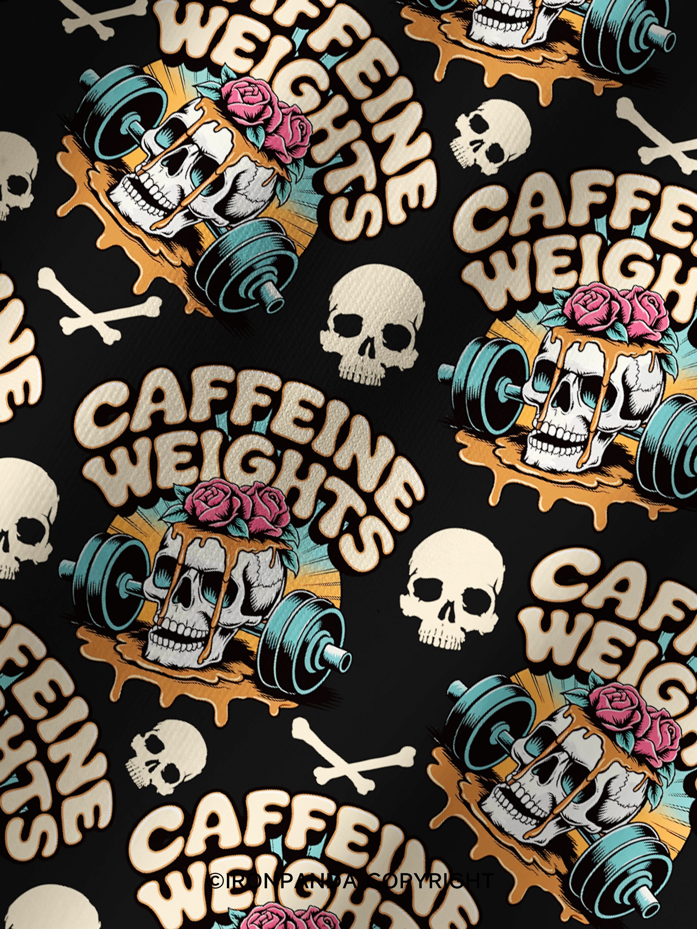 Caffeine weights skeleton Printed Yoga Shorts