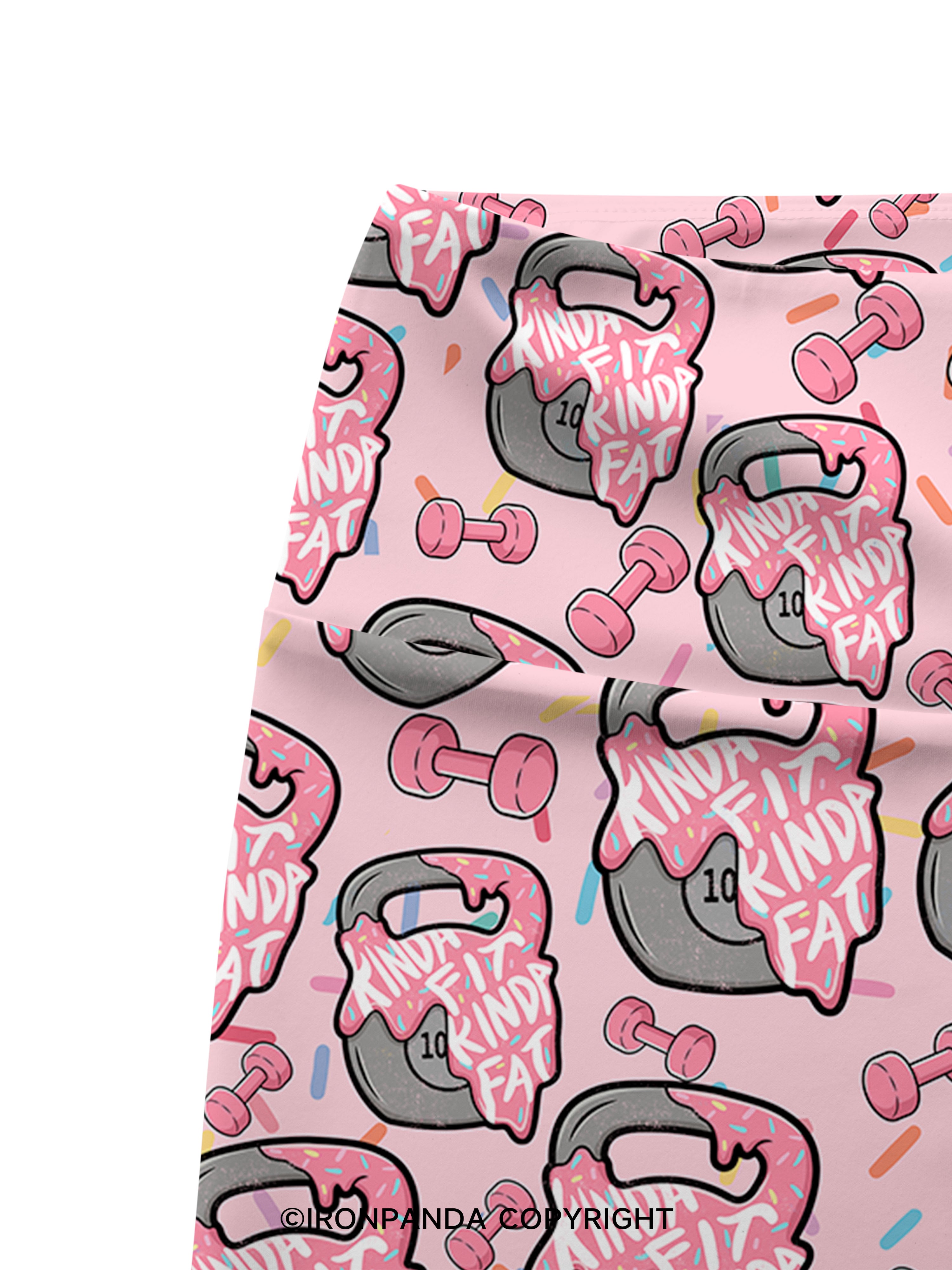 KINDA FIT SORTA FAT KETTLEBELL Printed Yoga Cycling Shorts