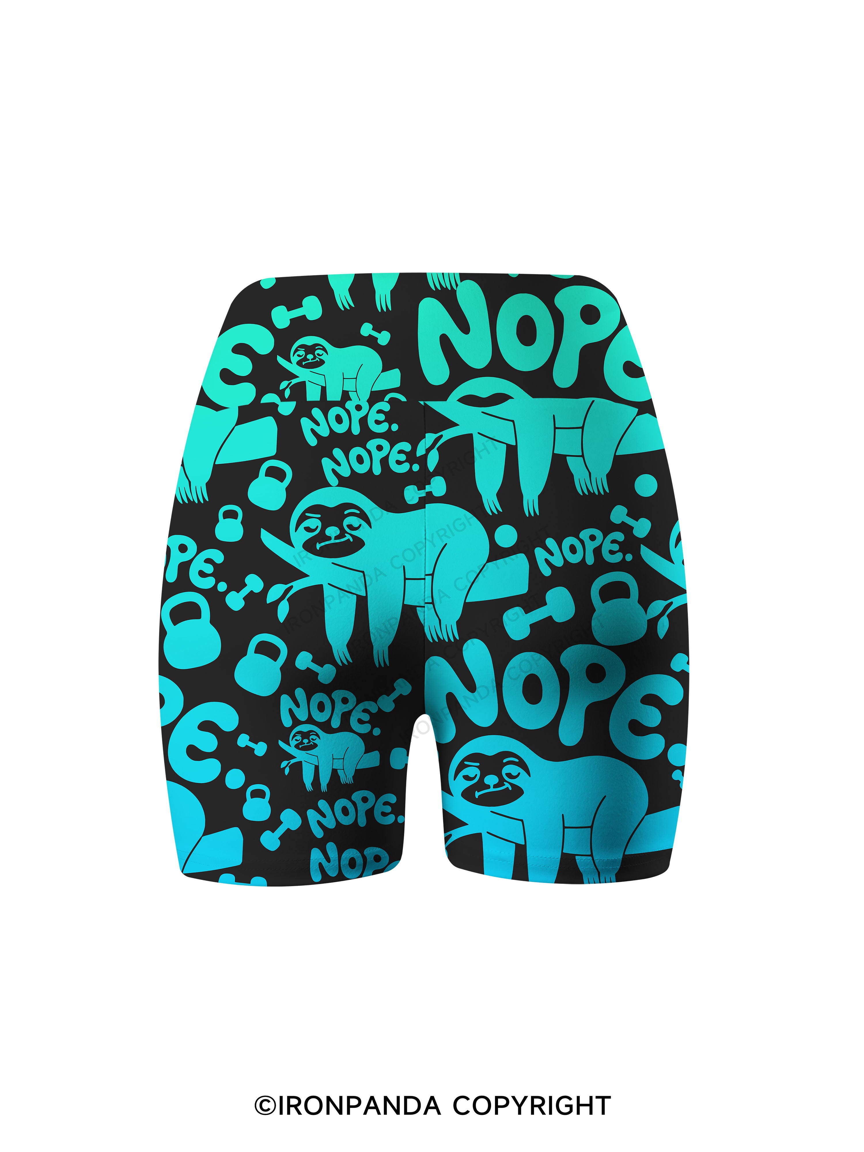 NO TODAY SLOTH FUNNY Printed Yoga Cycling Shorts
