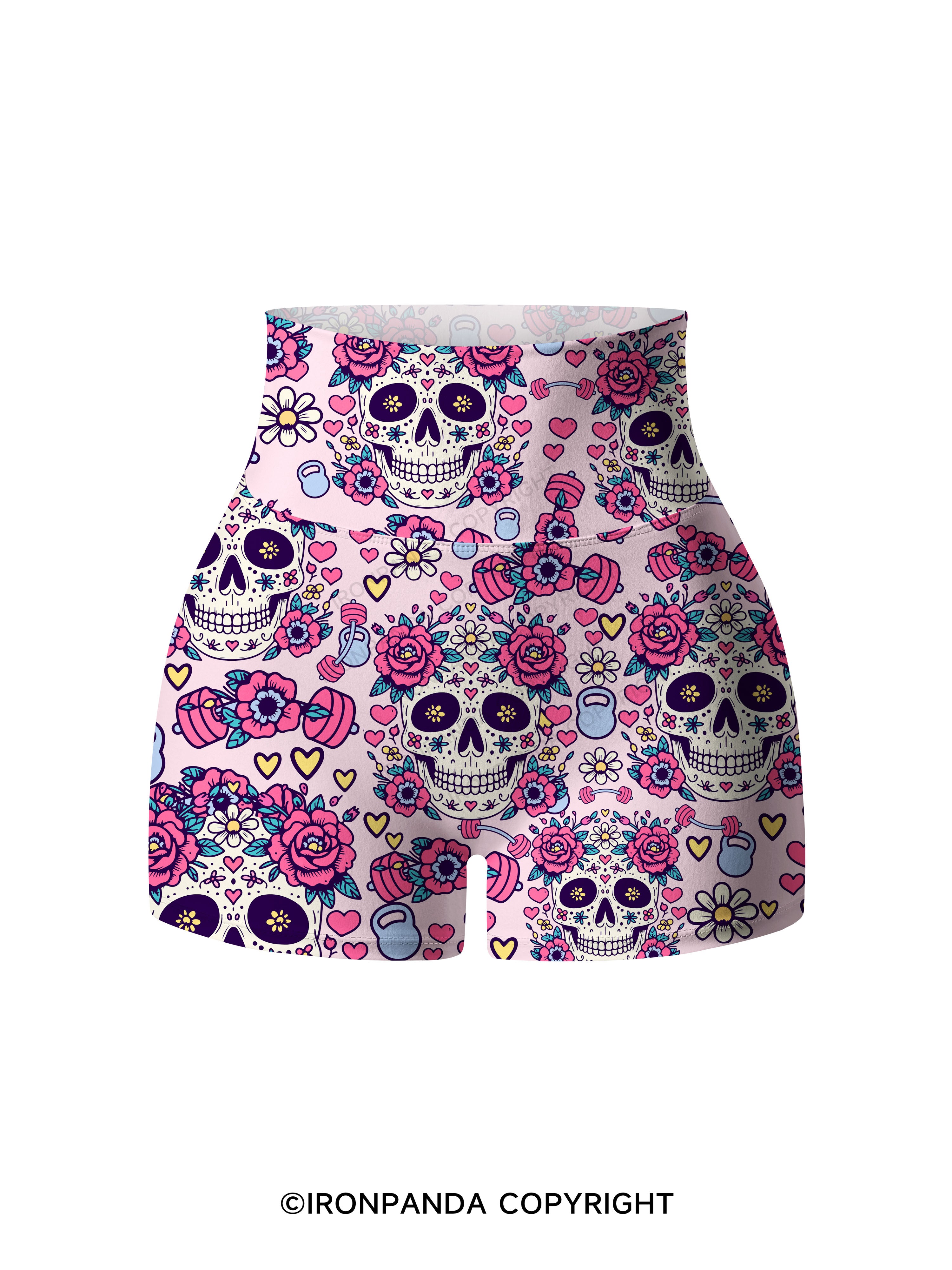 Floral Skull Fitness Printed Yoga Shorts