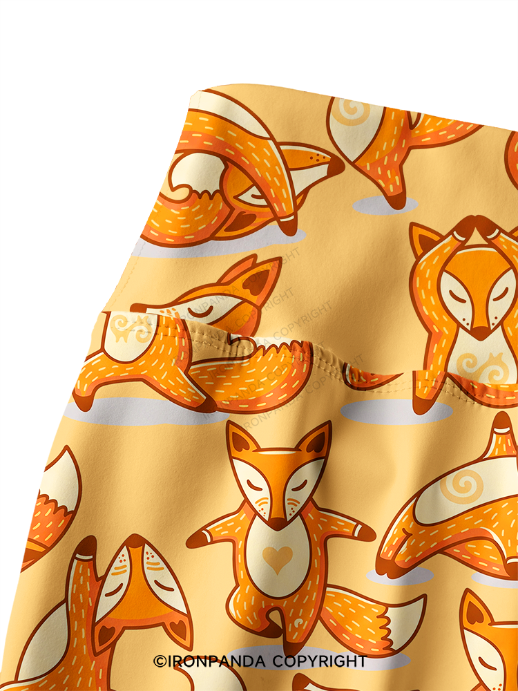 YOGA FOXES IN THE WARM MORNING SUN Printed Yoga Pants