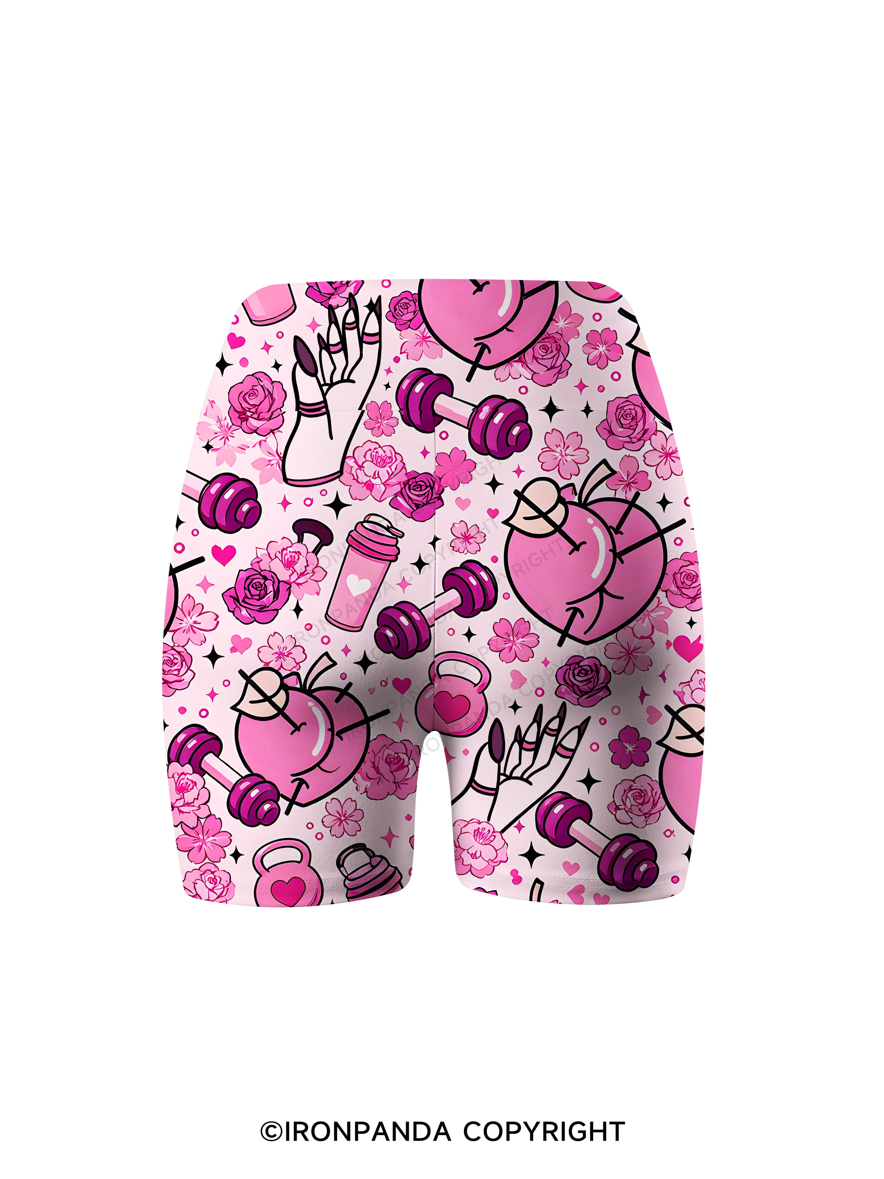 PEACHY VIBES Printed Yoga Cycling Shorts