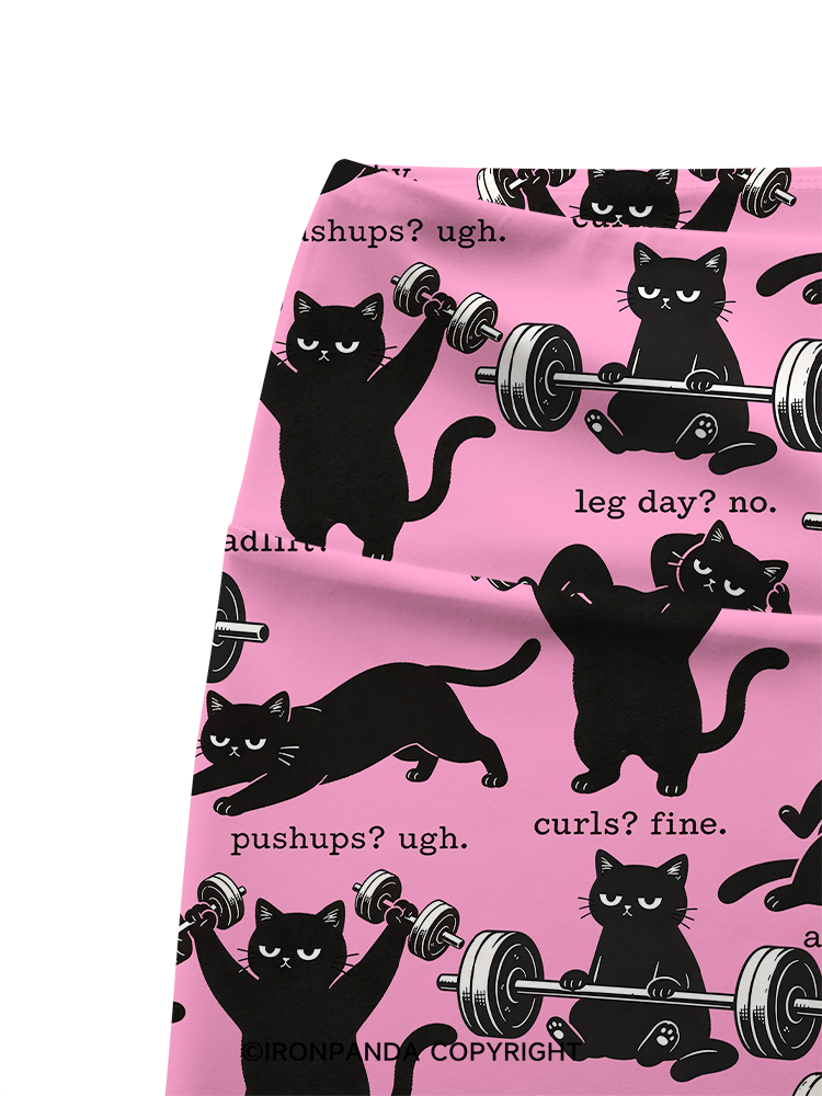 Funny Gym Cat Yoga Printed Yoga Cycling Shorts