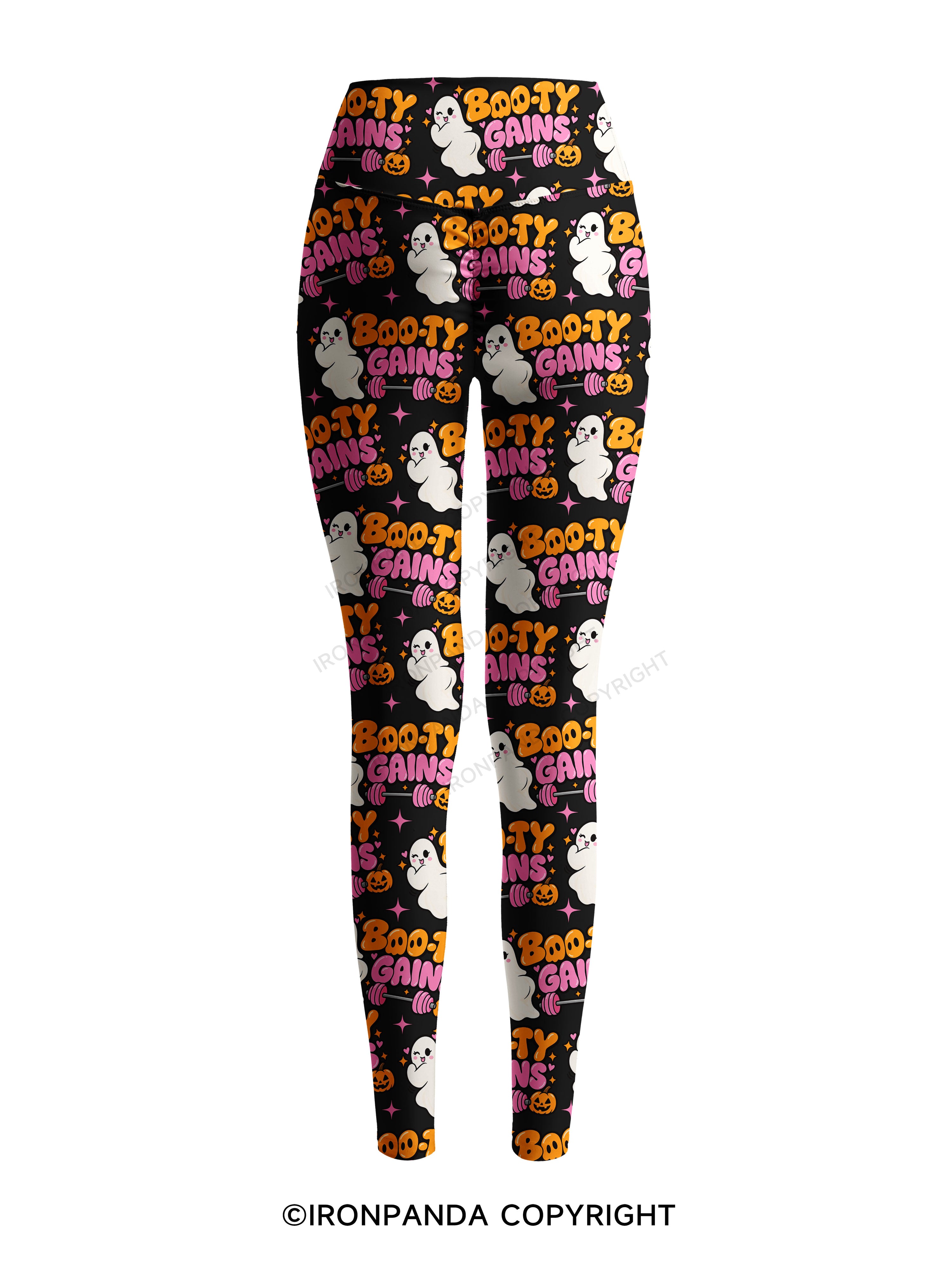 BOO-TY GAINS CUTE GHOST Printed Yoga Pants