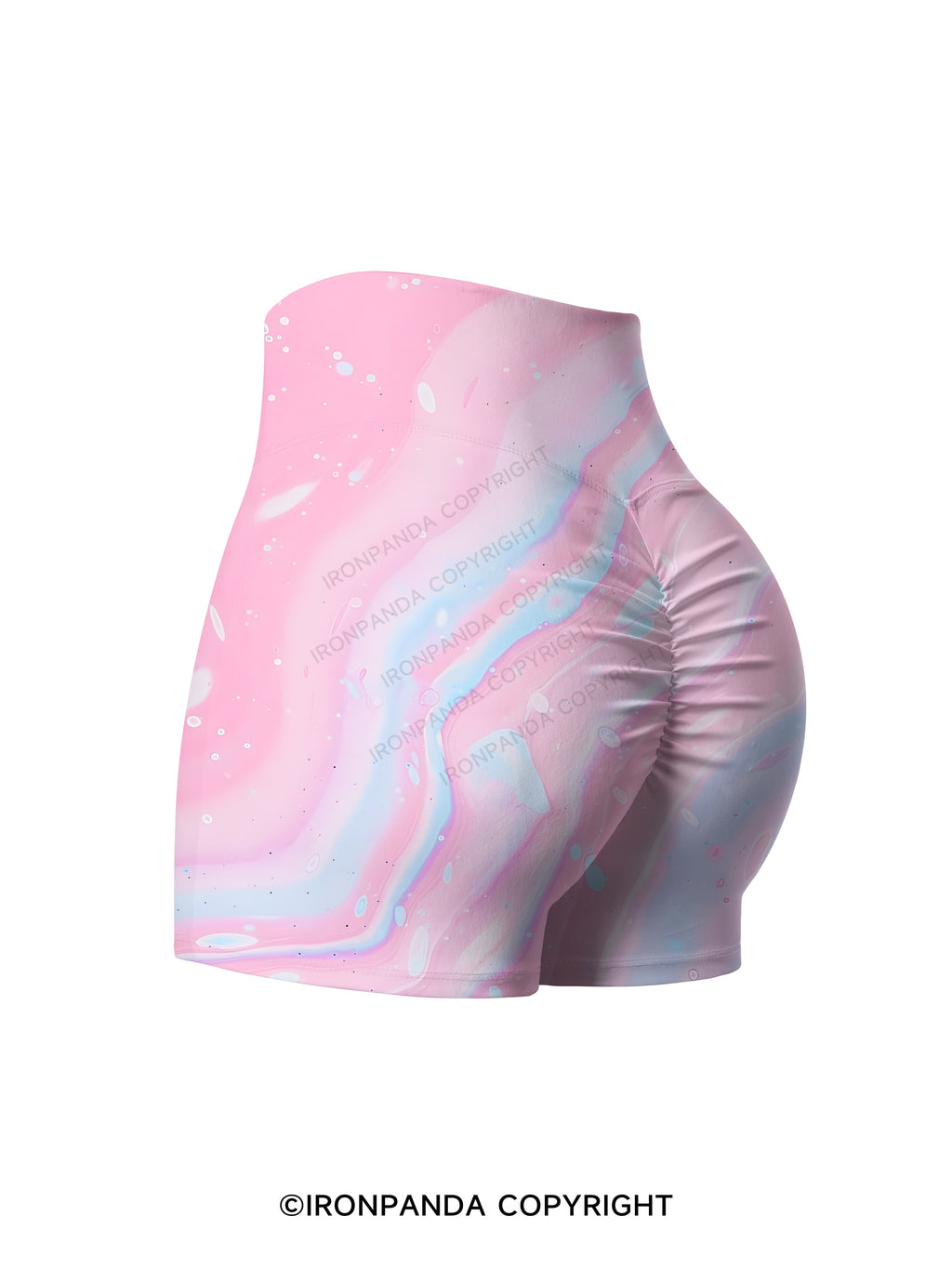 Pink Marble Printed Yoga Shorts