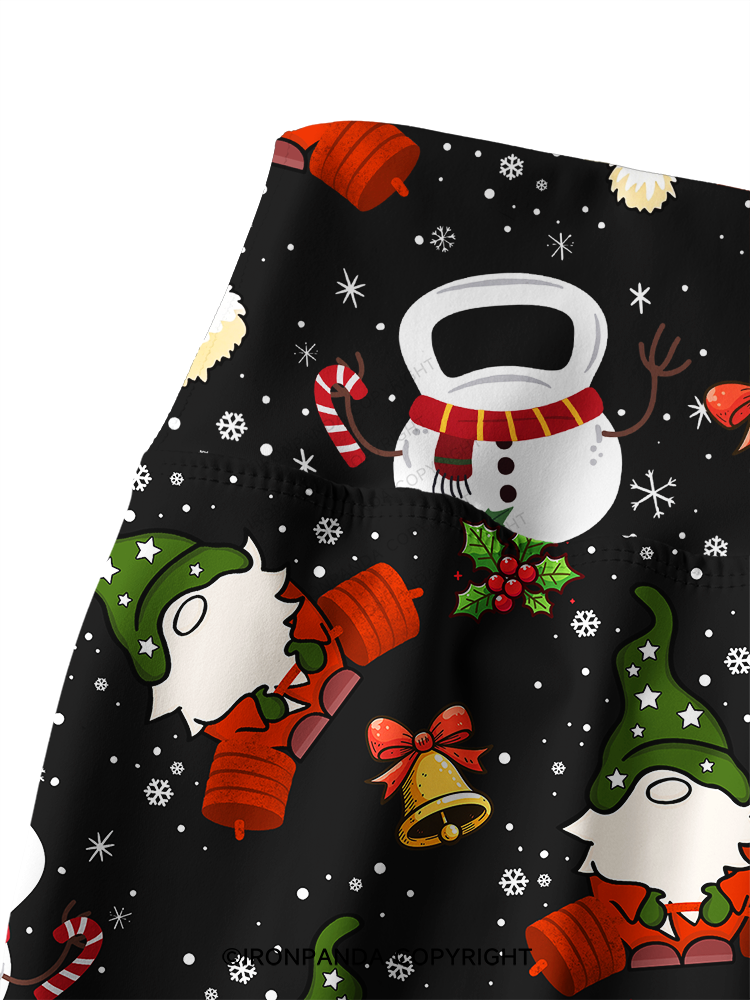 CHRISTMAS KETTLEBELL GNOMES Printed Yoga Pants