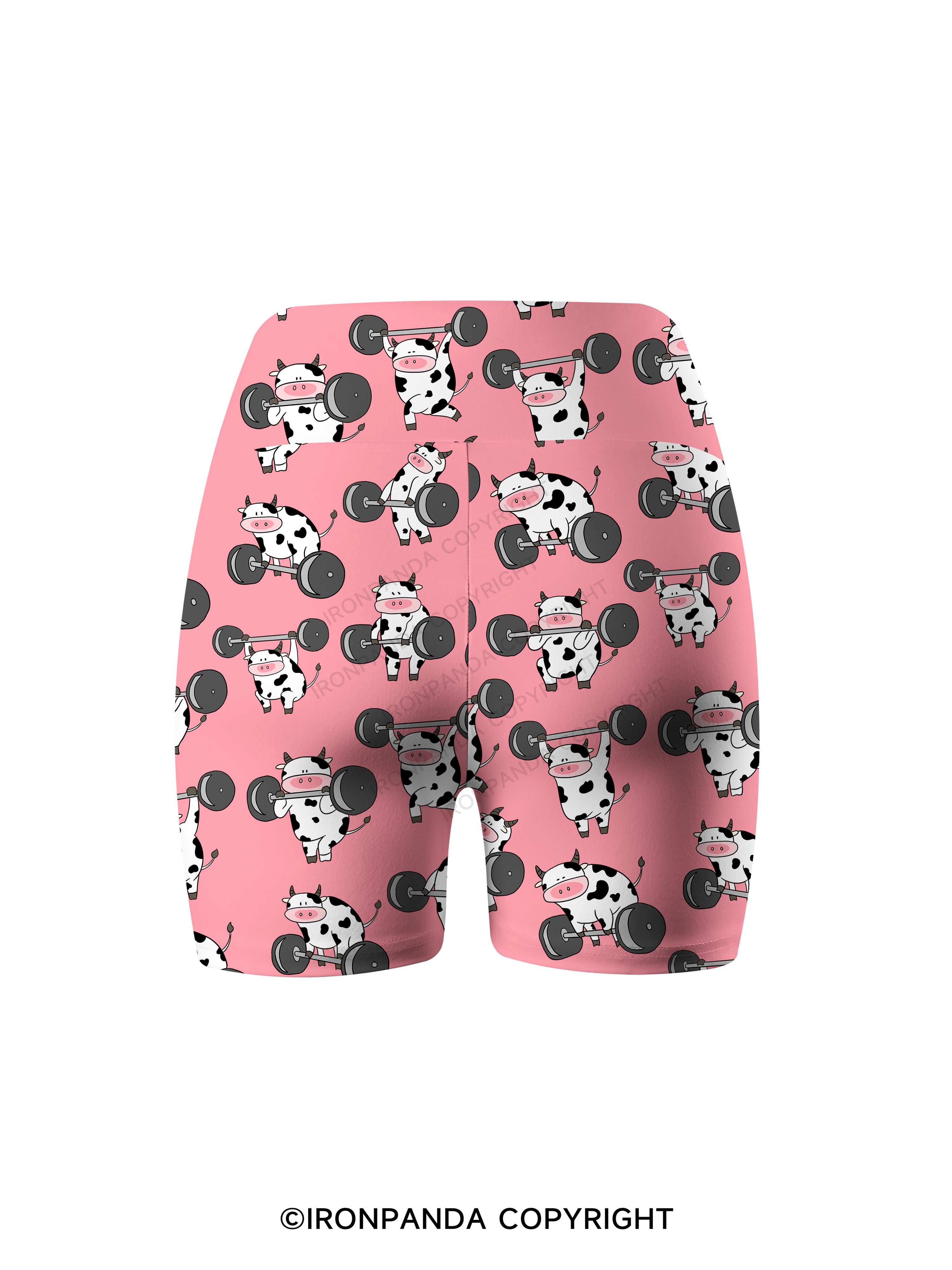 Ironpanda Lift Heavy Dairy Cow Printed Yoga Cycling Shorts