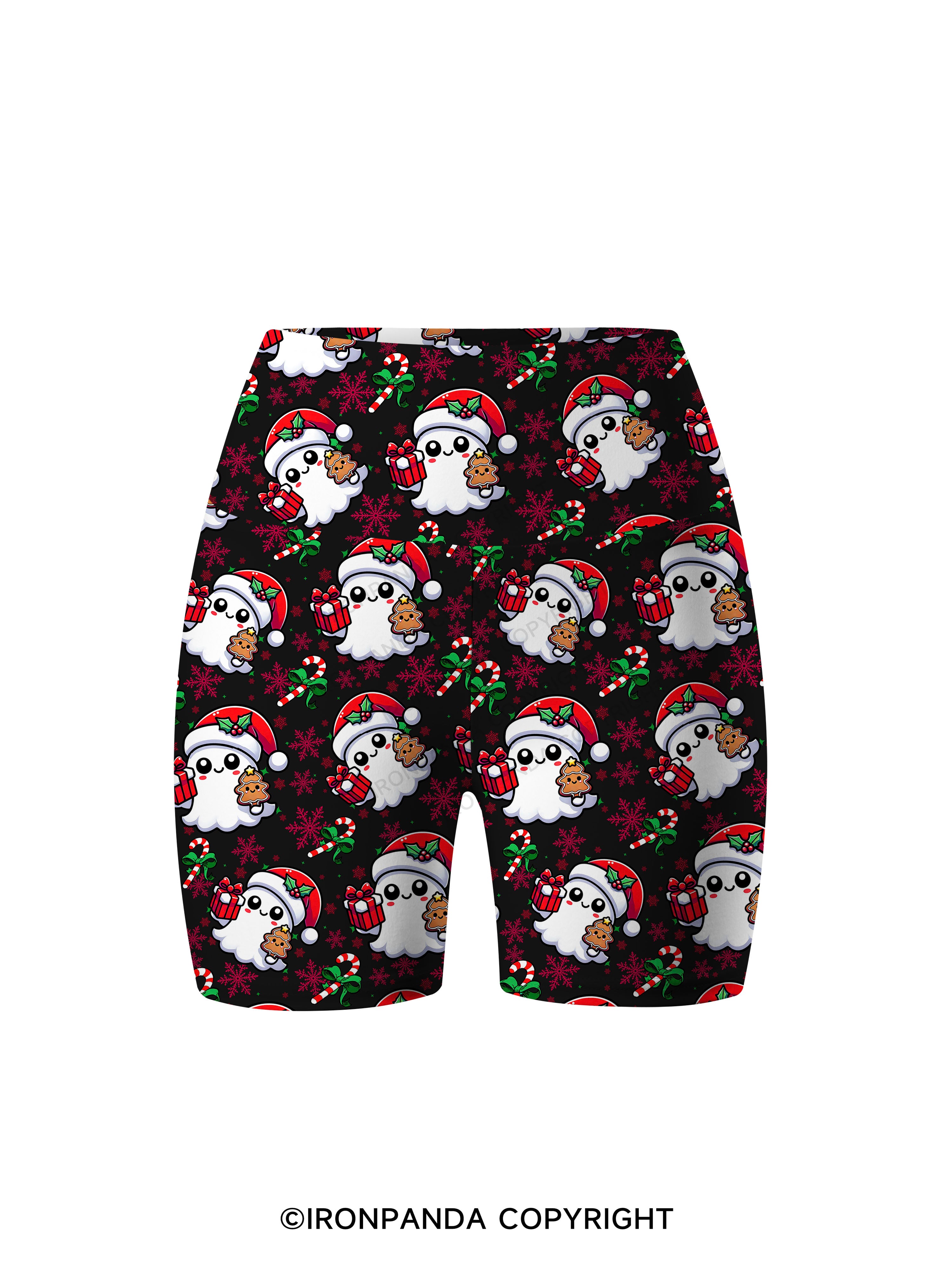 SPOOKY SPIRITS SPREADING CHRISTMAS CHEER! Printed Yoga Cycling Shorts