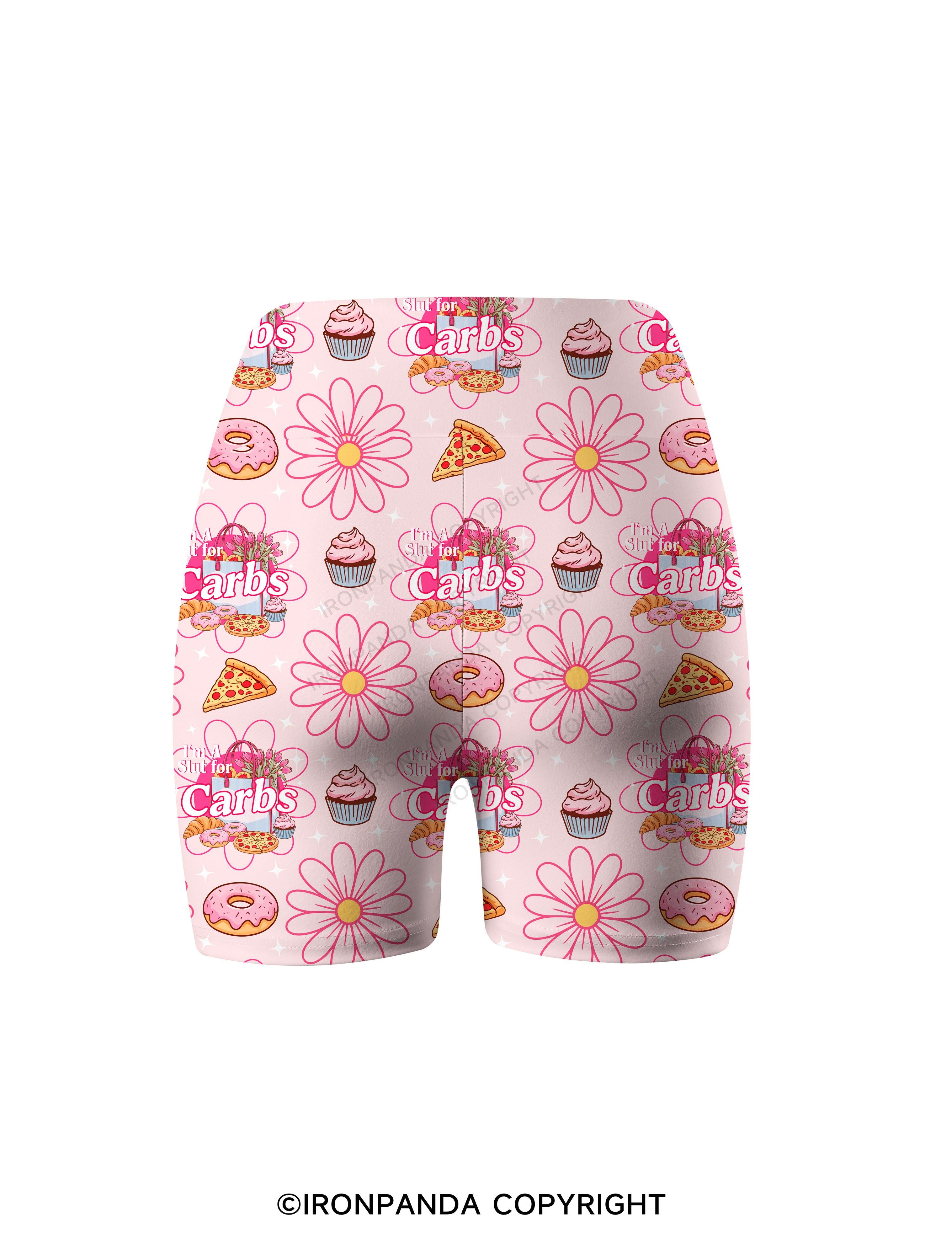 I'M A SLUT FOR CARBS Printed Yoga Cycling Shorts