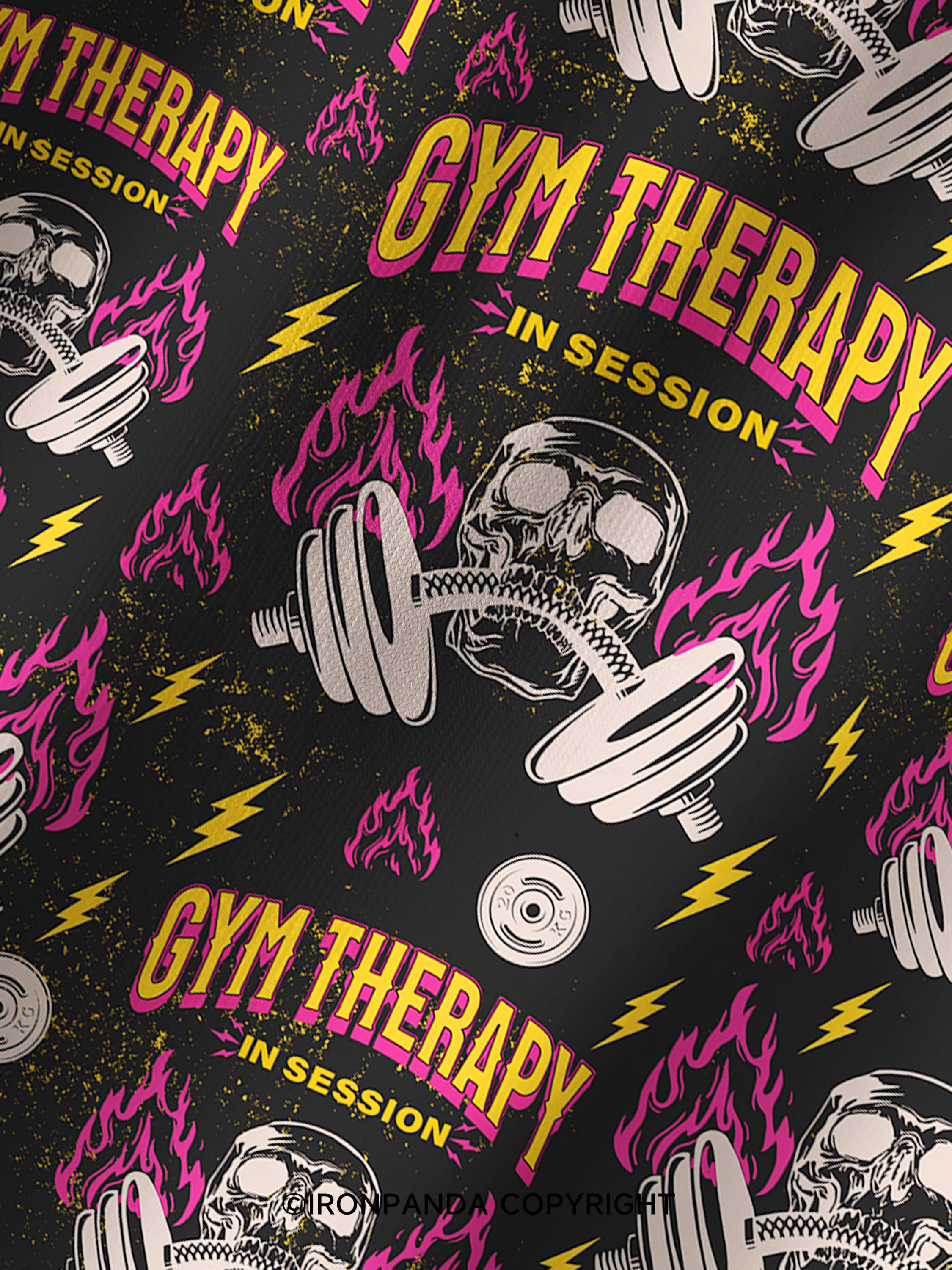 GYM THERAPY IN SESSION SKELETON Printed Yoga Shorts