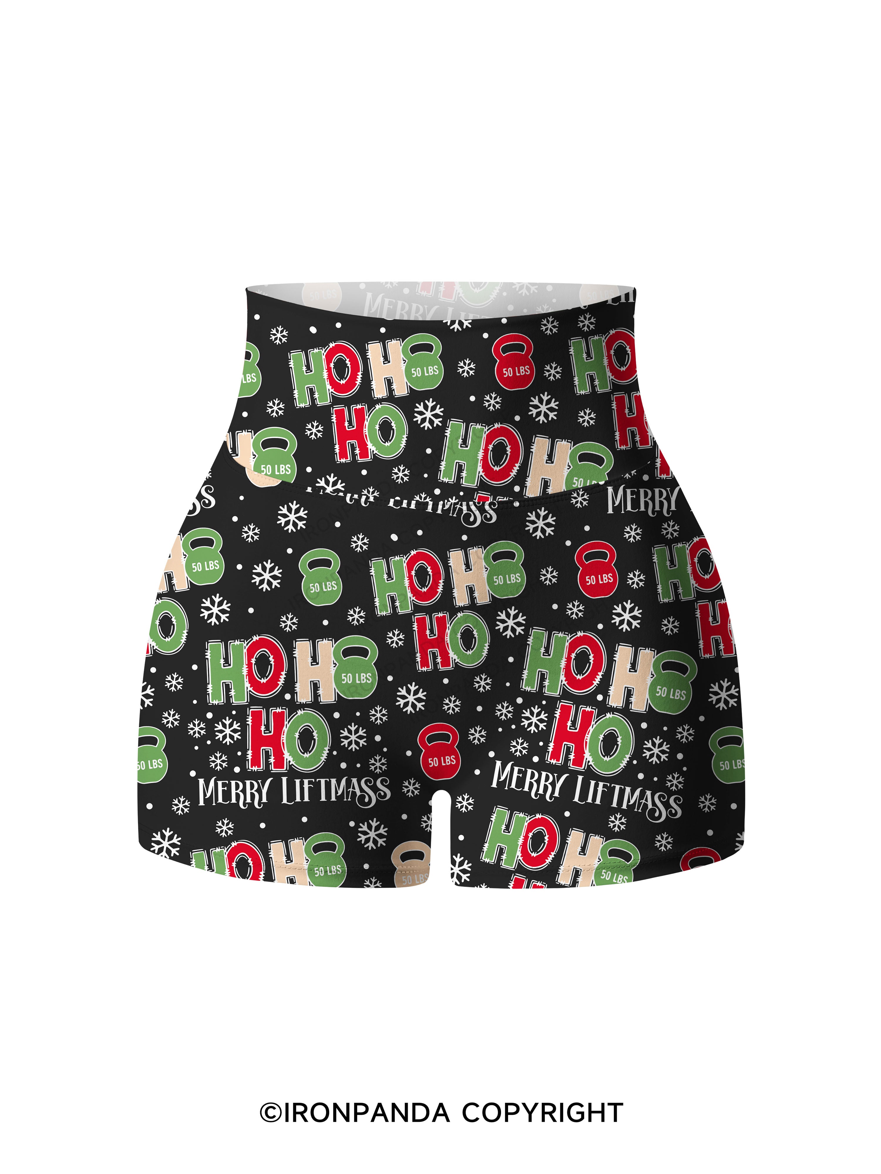 HOHOHO MERRY LIFTMASS Printed Yoga Shorts