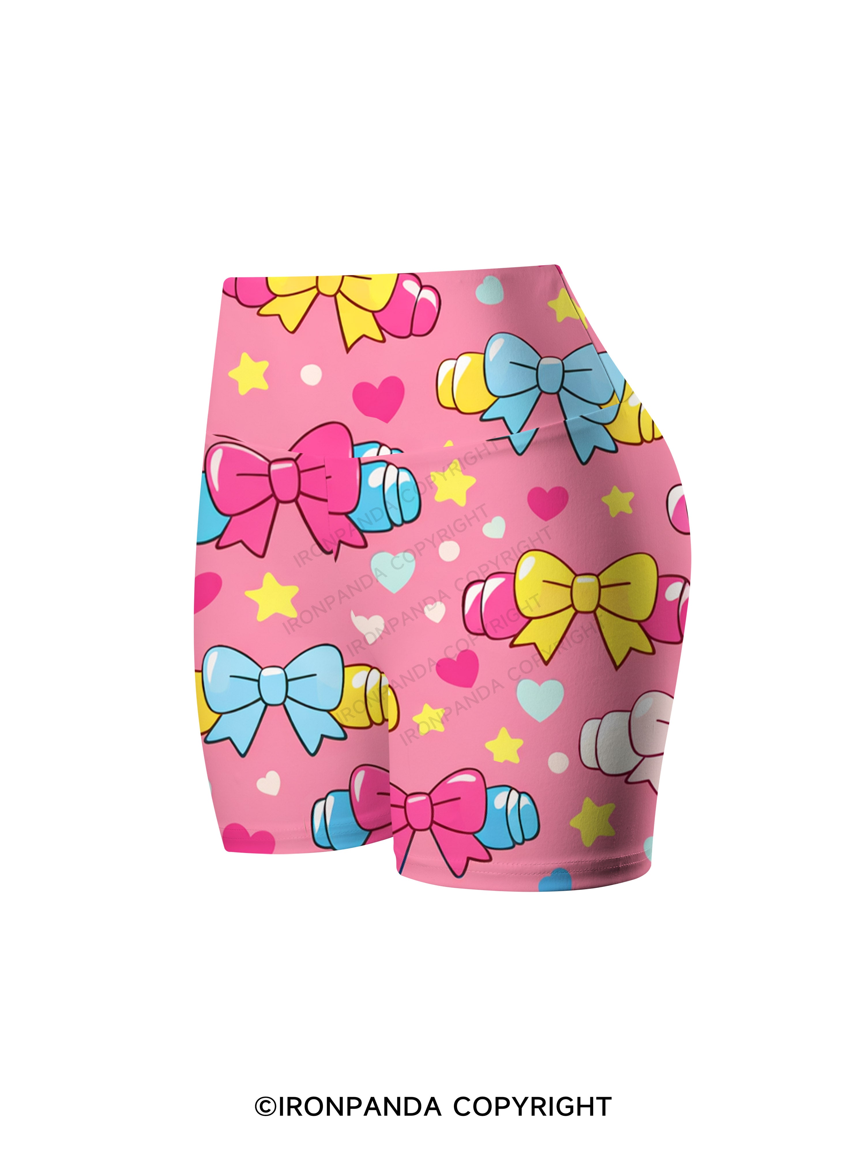 Sweet Pump Bow Dumbbell Printed Yoga Cycling Shorts