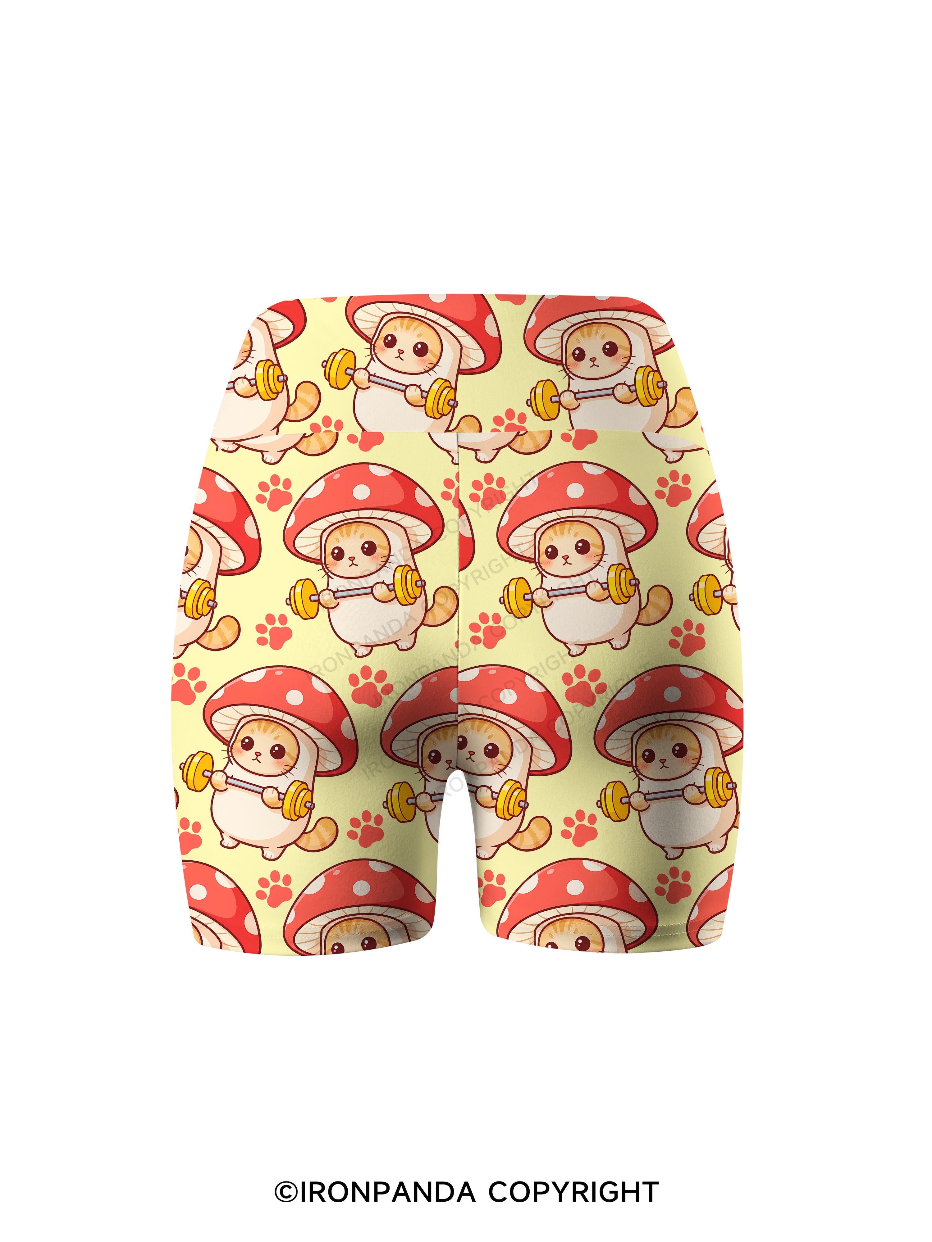 Shroomy Buff Cat Printed Yoga Cycling Shorts