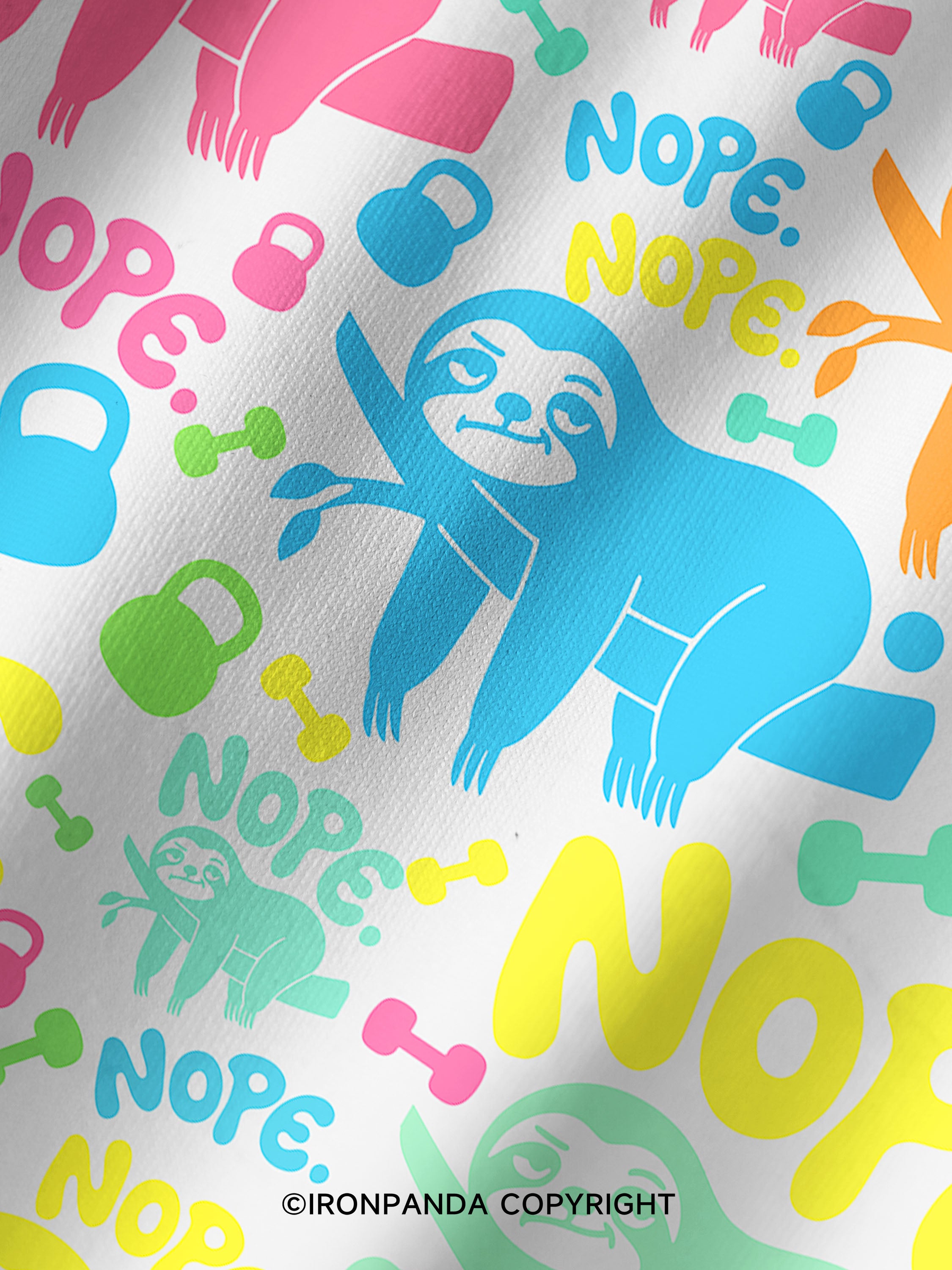 NO TODAY SLOTH Printed Yoga Shorts