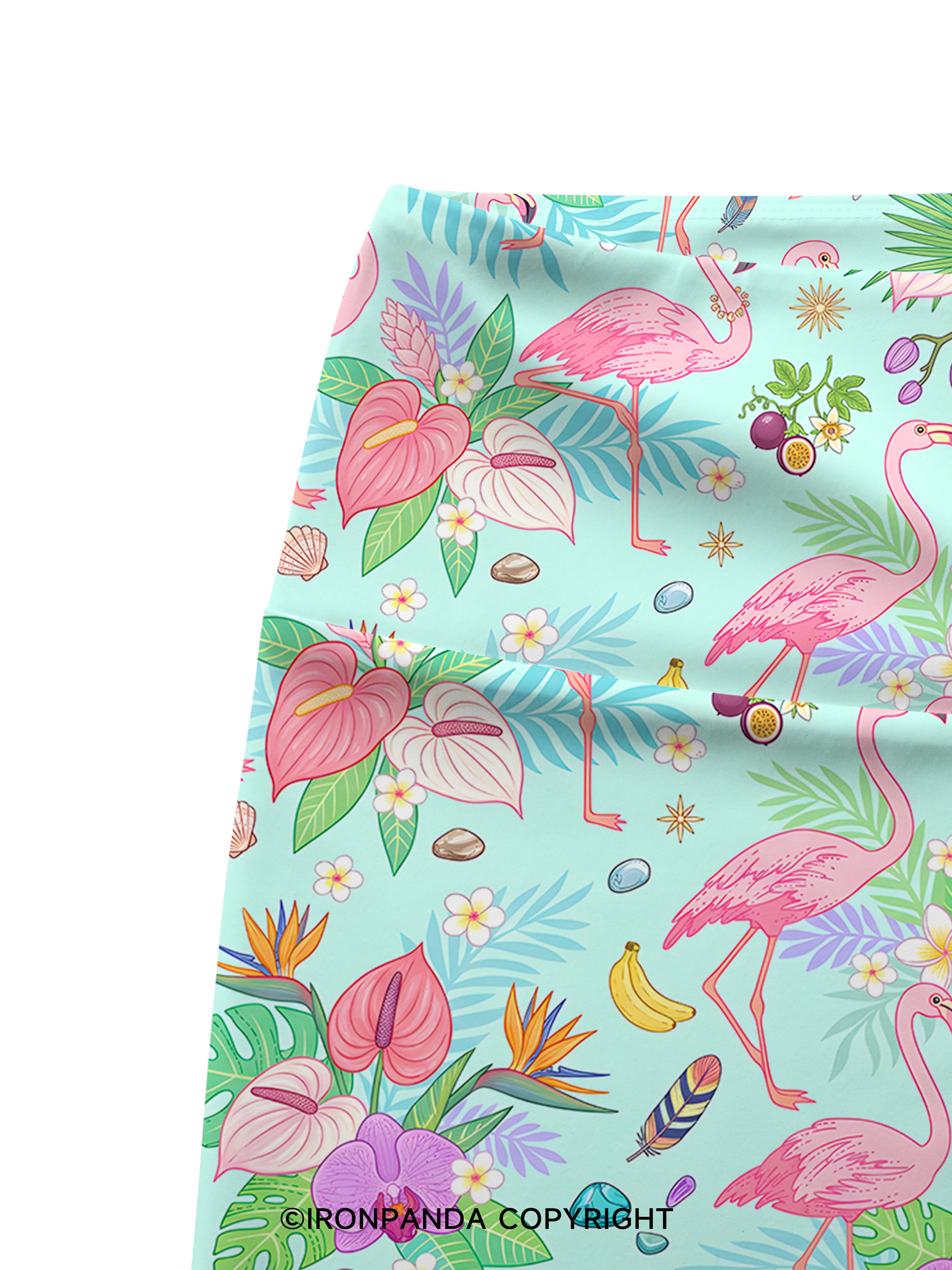 Tropical Flamingo Printed Yoga Cycling Shorts