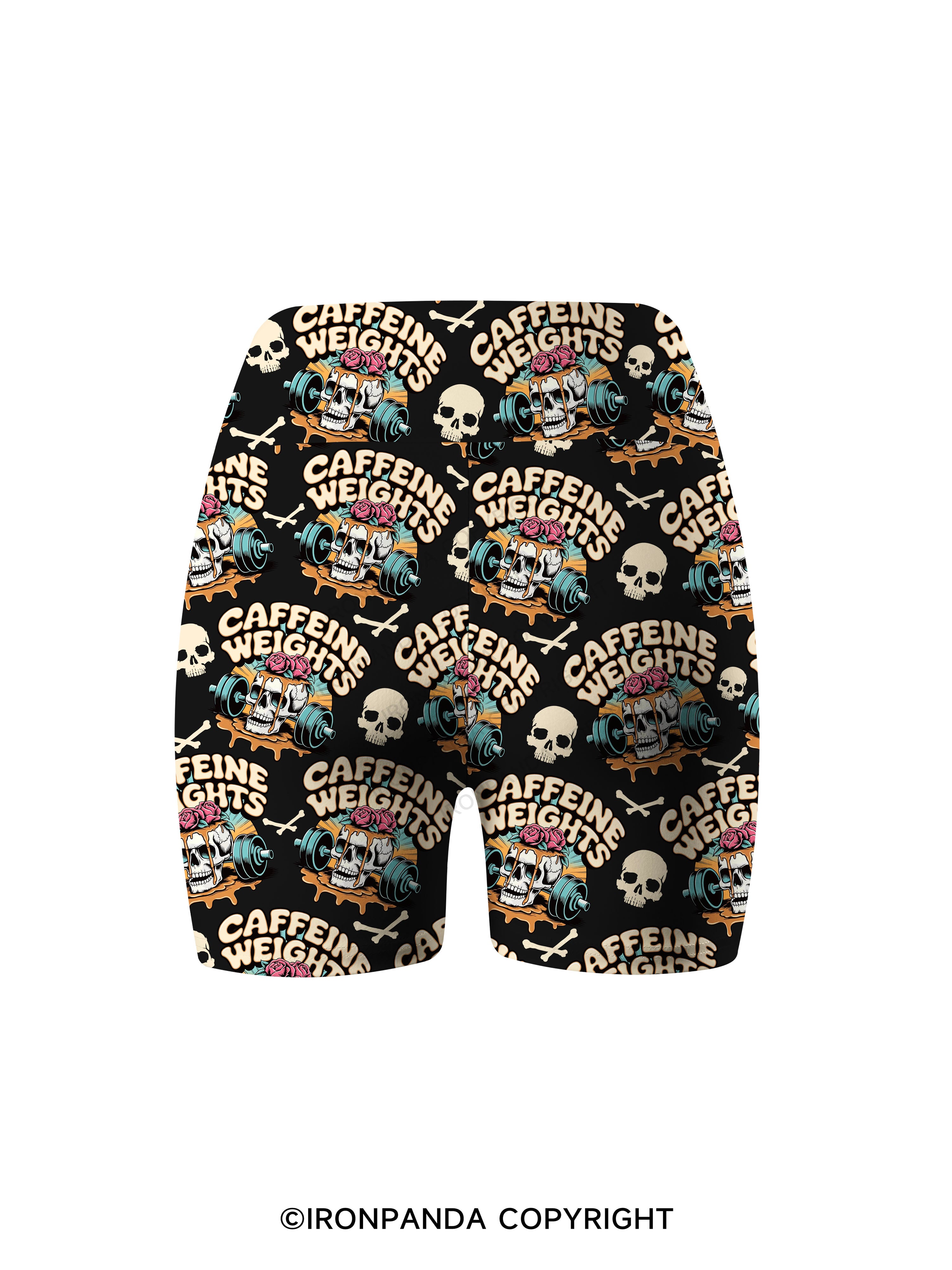 Caffeine weights skeleton Printed Yoga Cycling Shorts