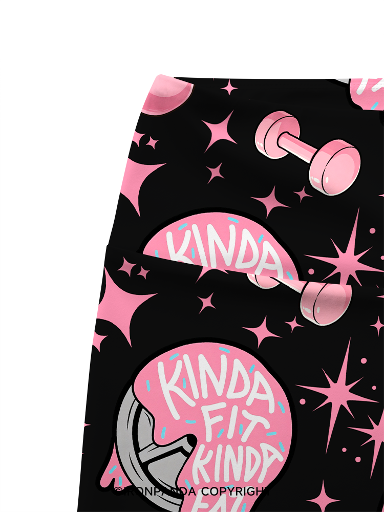 KINDA FIT KINDA FAT DONUT PLATE Printed Yoga Cycling Shorts