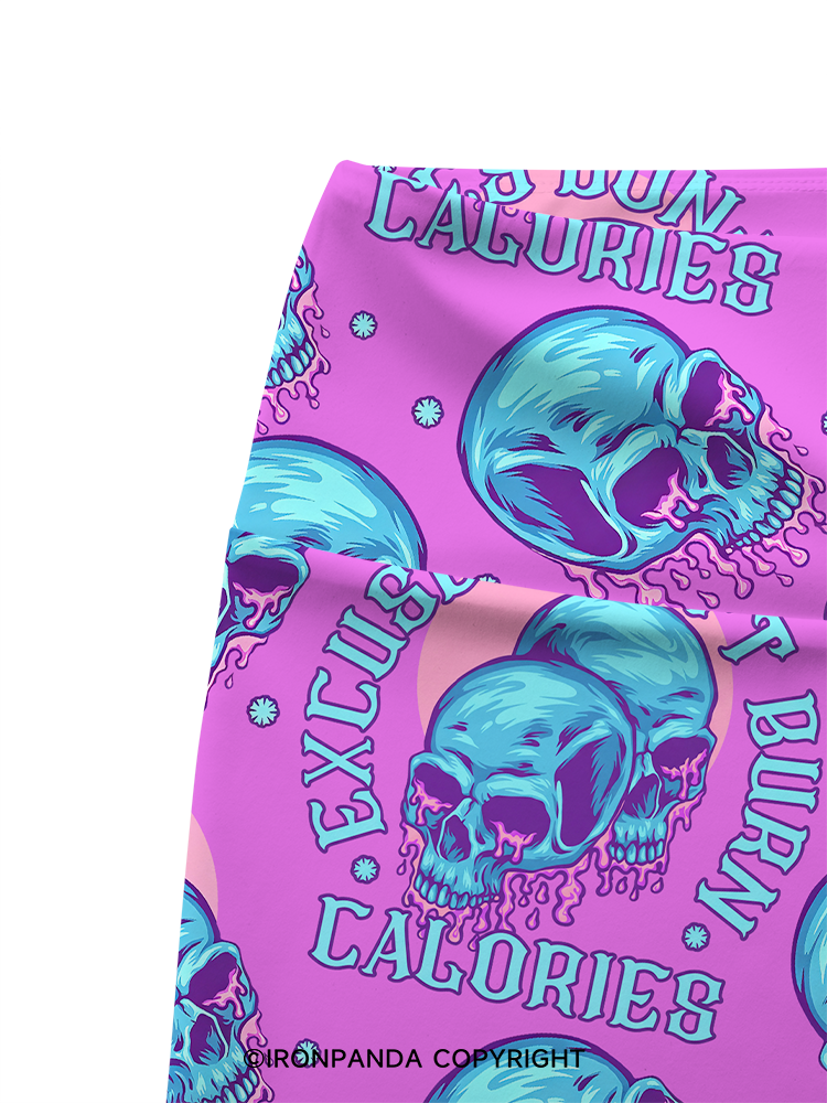 Excuses Don't Burn Calories Printed Yoga Cycling Shorts