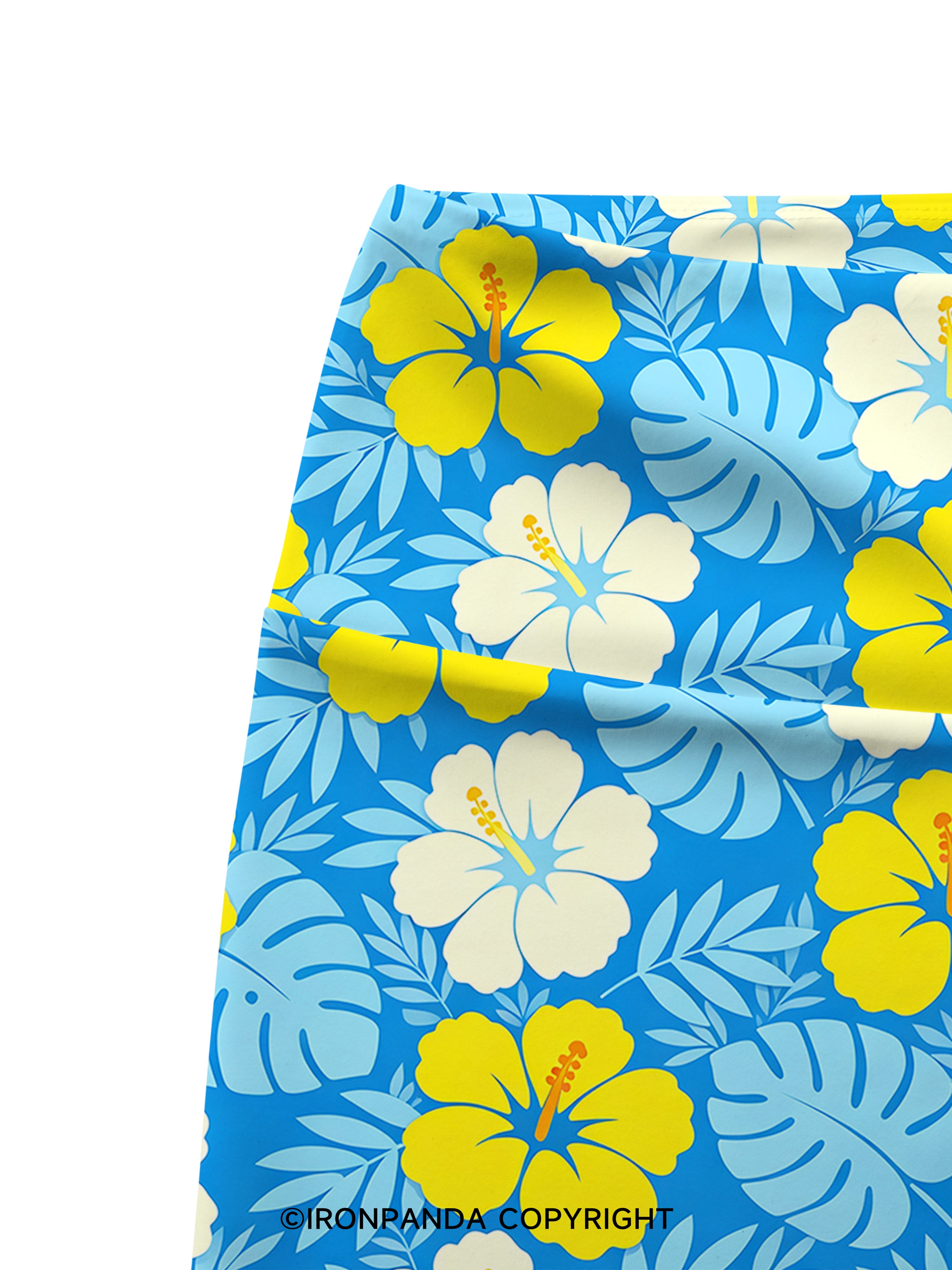 Tropical Hibiscus Printed Yoga Cycling Shorts