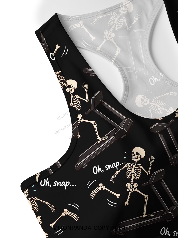 Oh Snap Funny Skeleton Racerback Sports Bra