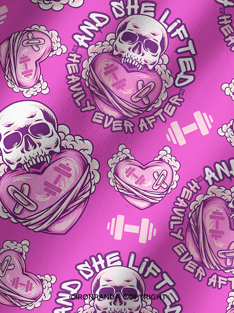 And She Lifted Heavily Ever After Printed Yoga Shorts