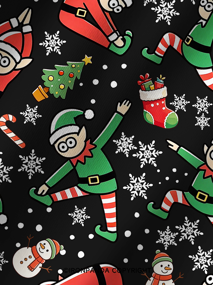 Funny Christmas Elf Printed Yoga Shorts