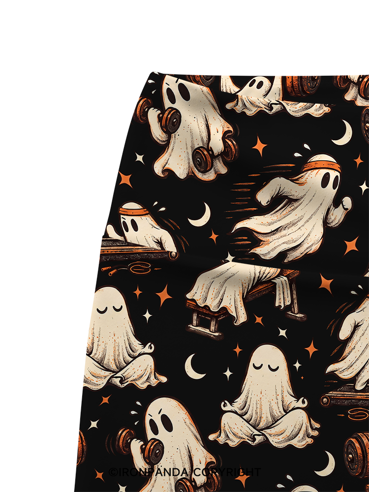 Funny Ghost Weightlifting Fitness Printed Yoga Cycling Shorts