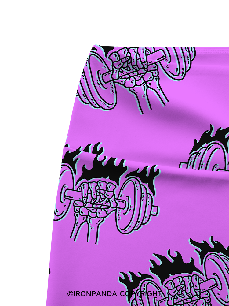 Flame Barbell Printed Yoga Cycling Shorts