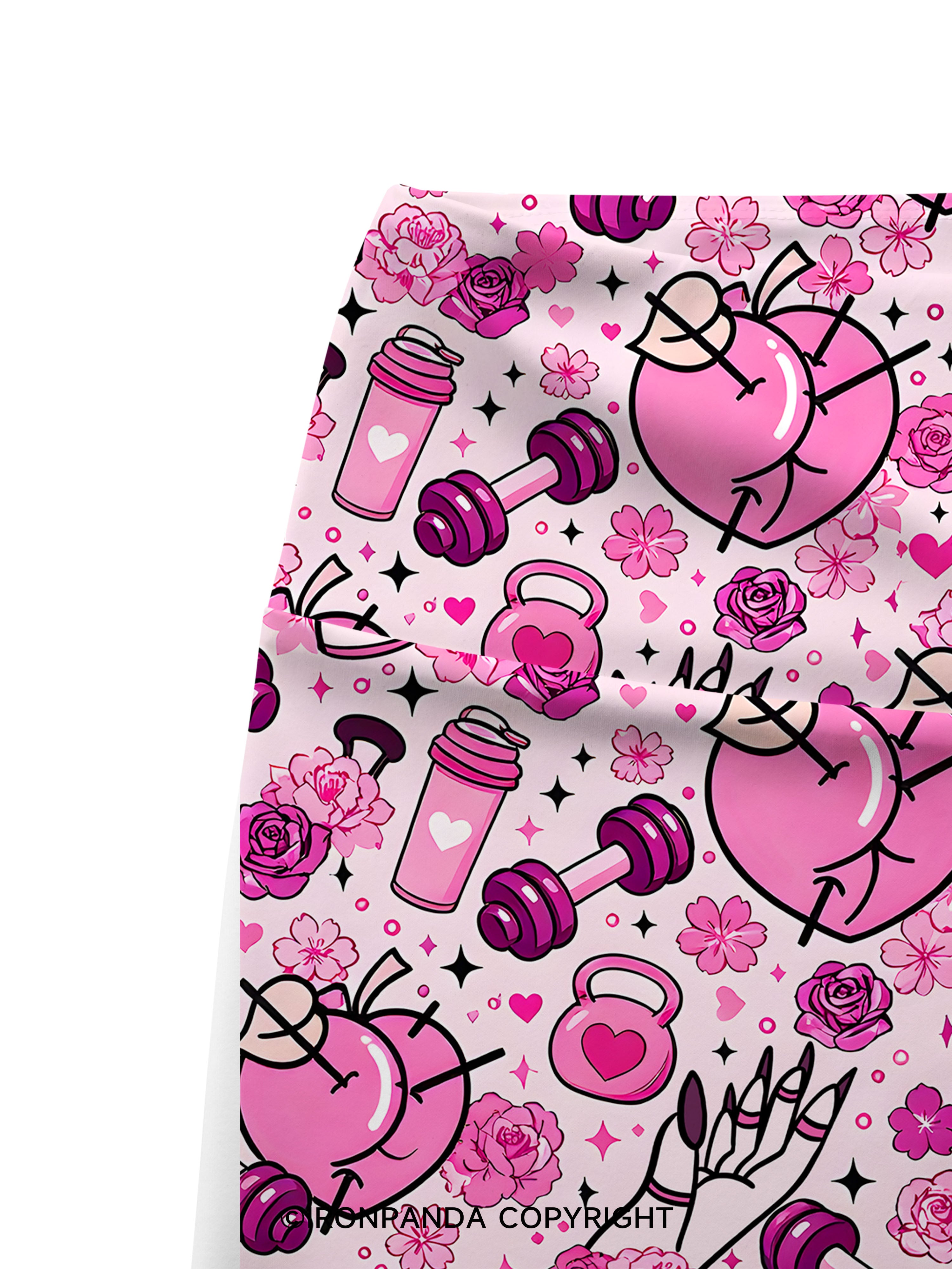 PEACHY VIBES Printed Yoga Cycling Shorts