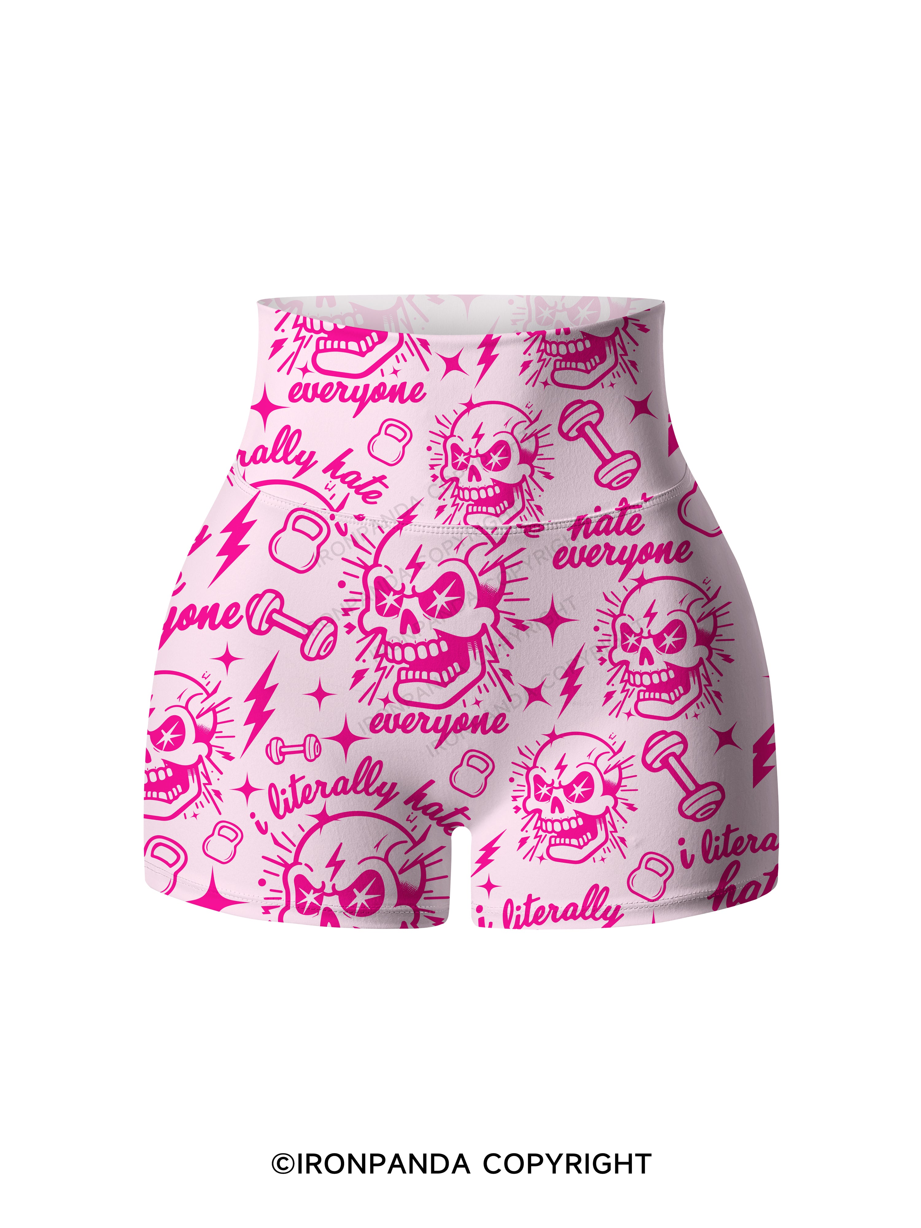 i literally hate everyone skeleton Printed Yoga Shorts