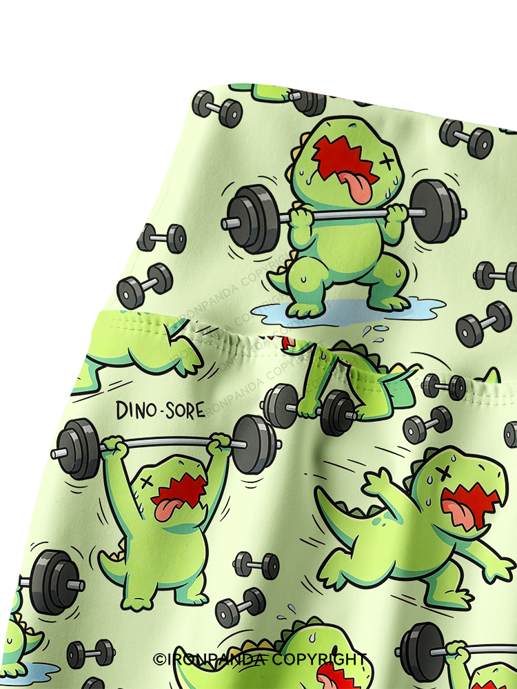 ANGRY LITTLE DINO STRENGTH CAMP Printed Yoga Pants