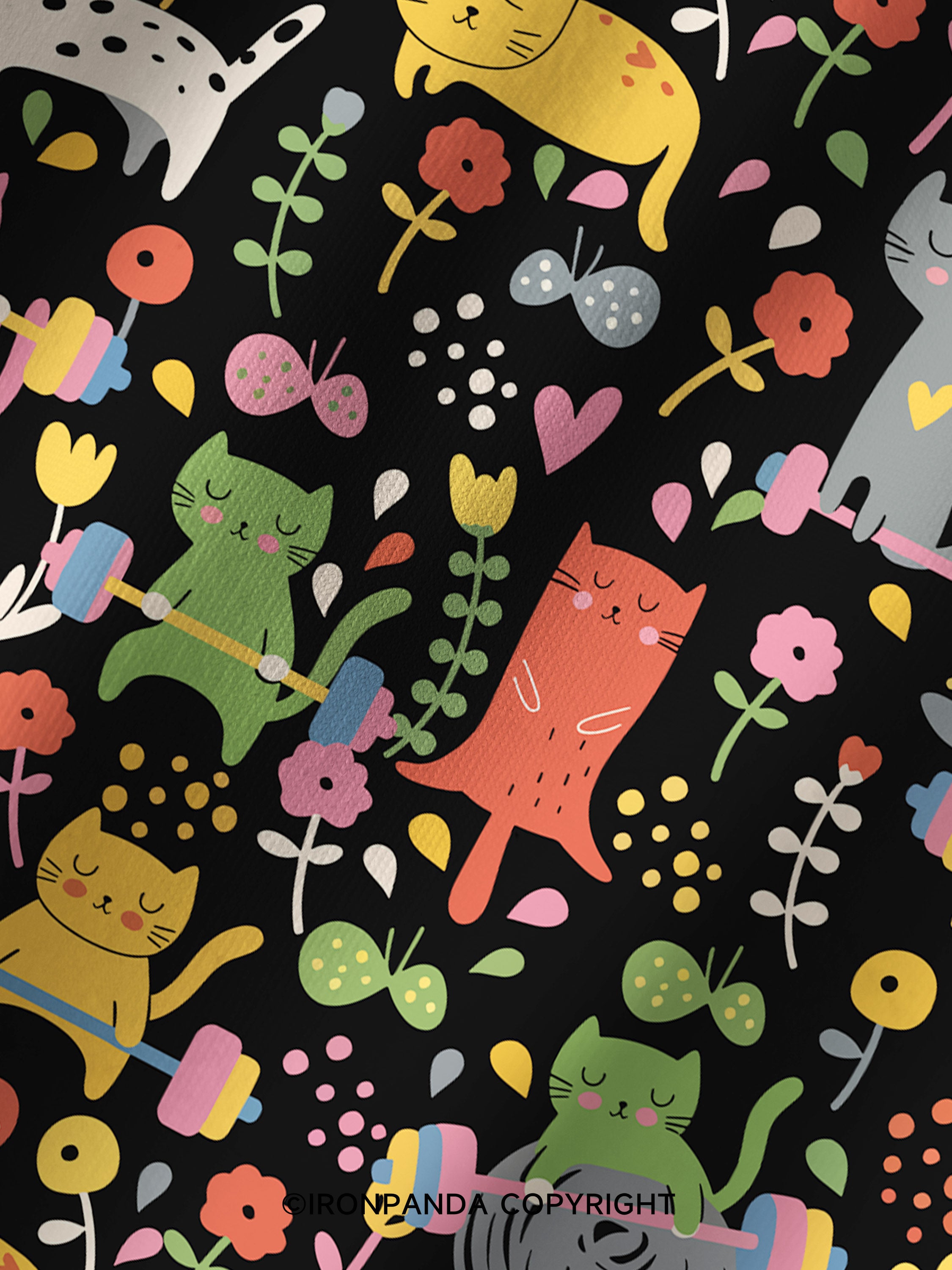 Cats Lift Heavy Printed Yoga Shorts