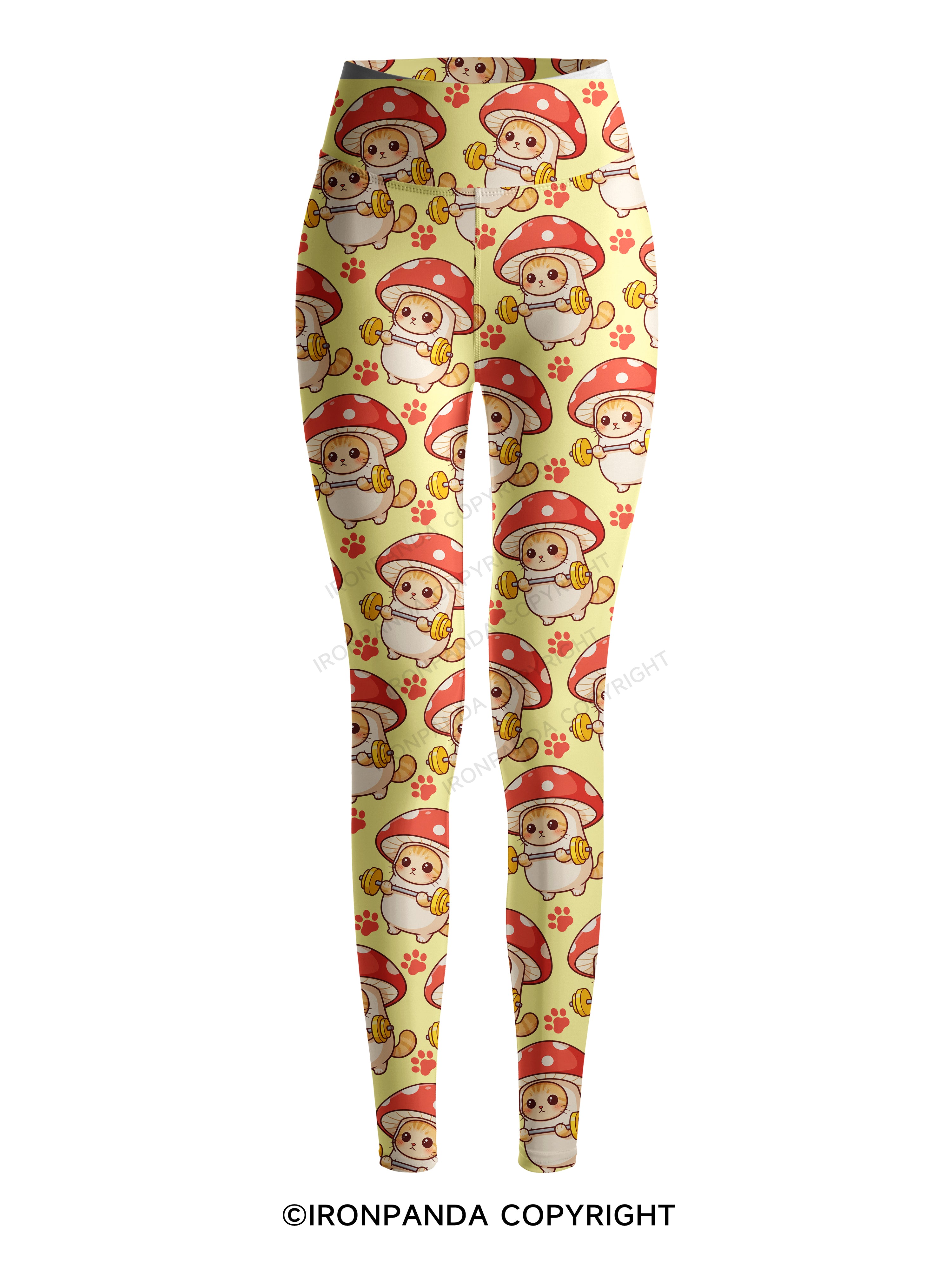 Shroomy Buff Cat Printed Yoga Pants